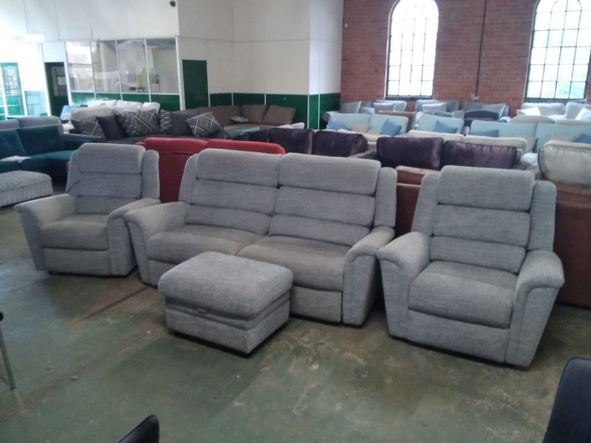 GREY PATTERNED ELECTRIC RECLINING 3ST AND 2X CHAIR