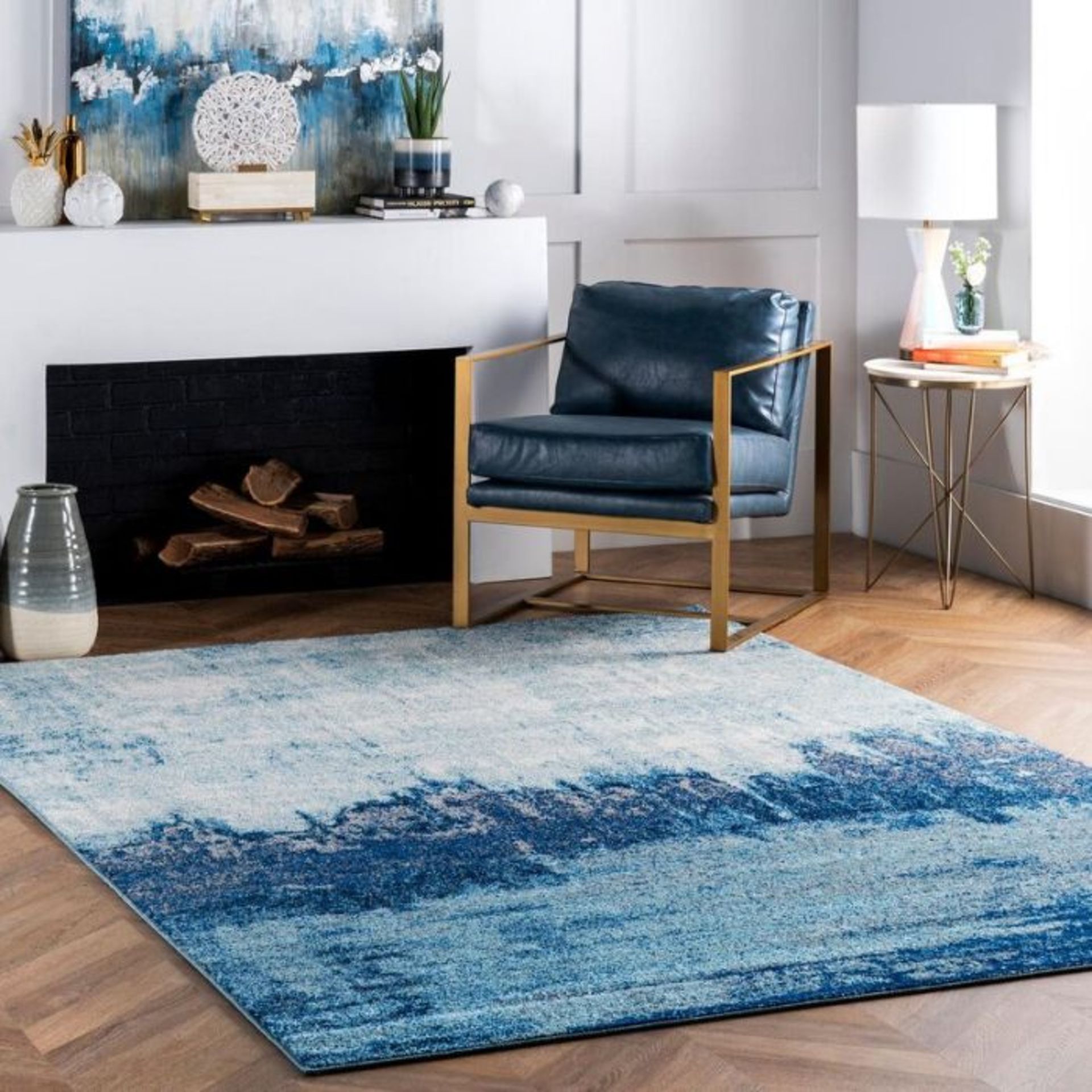 Hashtag Home,Hani Power Loom Blue Rug RRP -£205.99 (26213/18 -VARG1094)8 ft x 10 ft