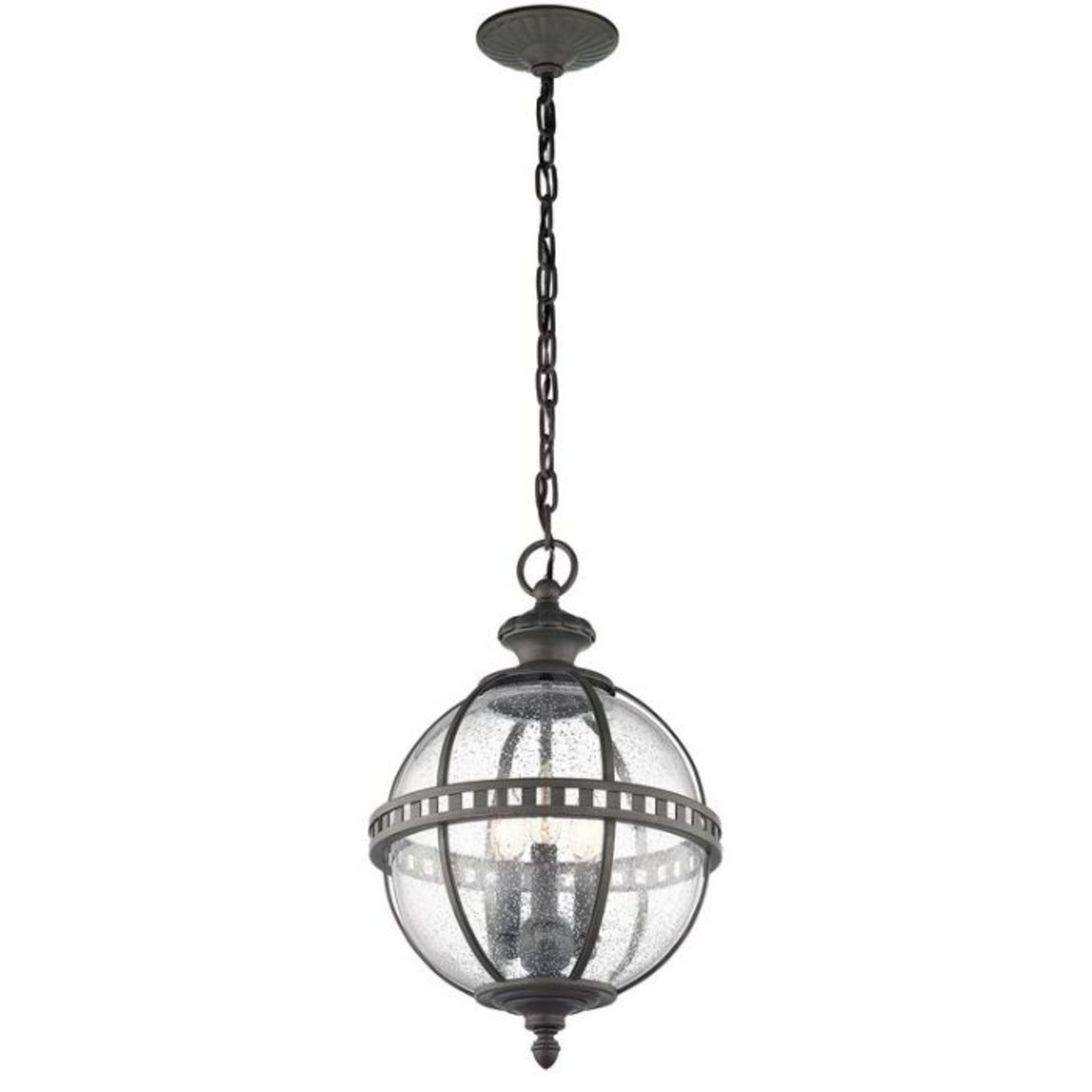 Red Barrel Studio, Beachampton 3 Light Outdoor Hanging Lantern (BLACK & GLASS) - RRP £354 (UKL1465 -