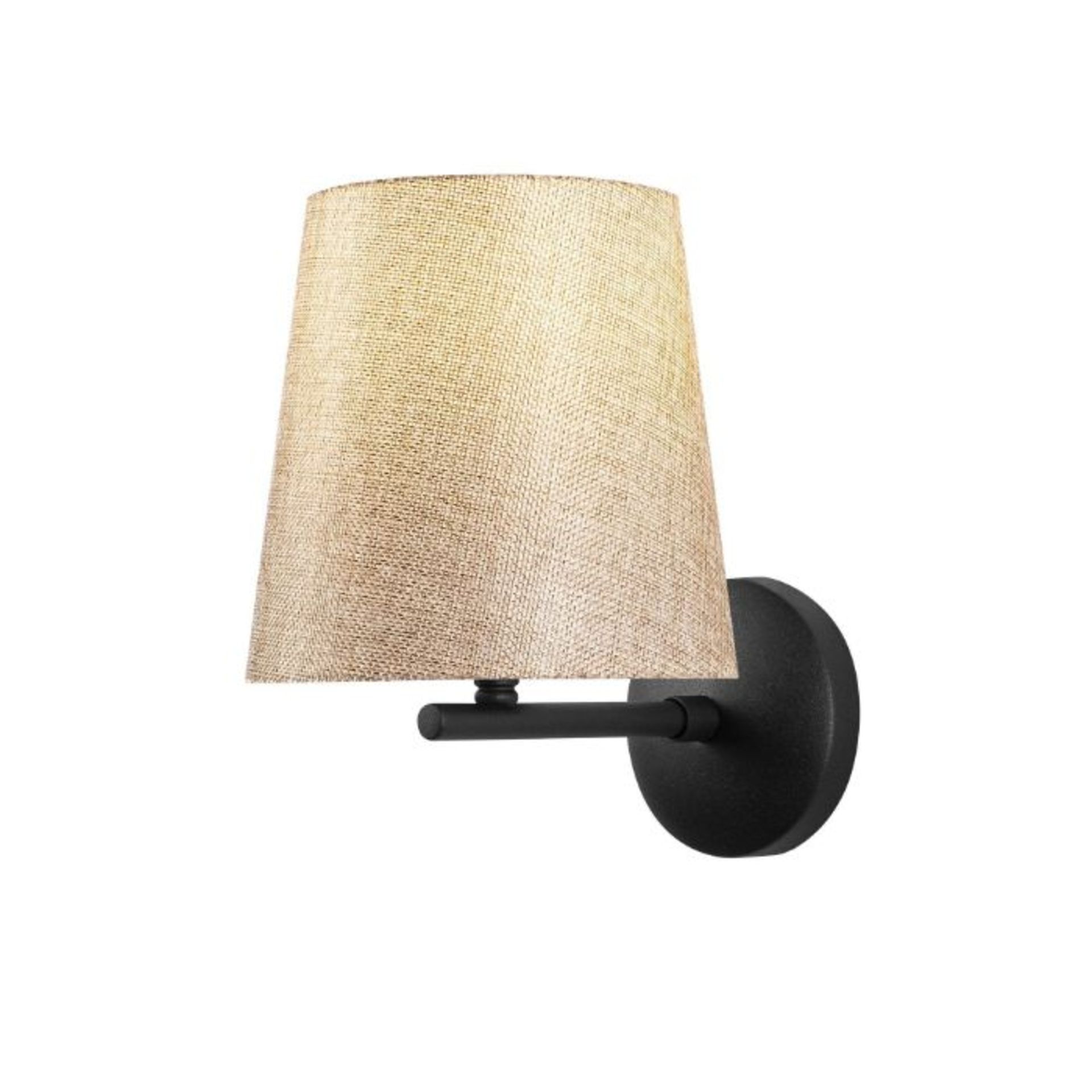 Foundstone, Noah 1 - Light Dimmable Armed Sconce (BLACK FINISH & CREAM SHADE) - RRP £75.99 (QYUT3254