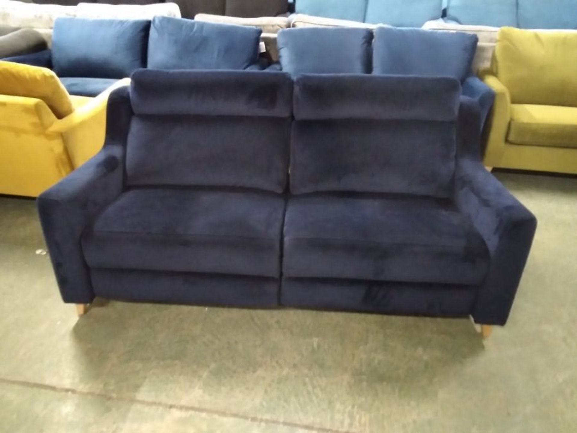 BLUE VELVET ELECTRIC RECLINING 3 SEATER (TROO2700