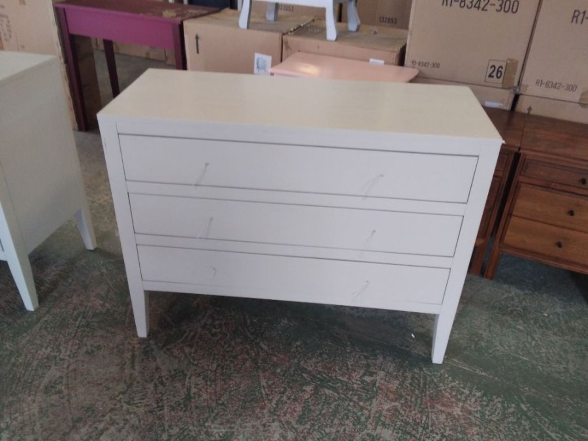 PAINTED LARGE 3 DRAWER CHEST (MARKED)