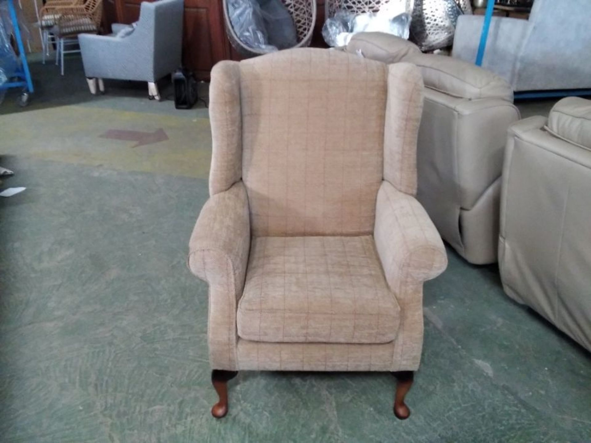 GOLDEN CHEQUERED WING CHAIR (MARKED) (TROO2700 - W