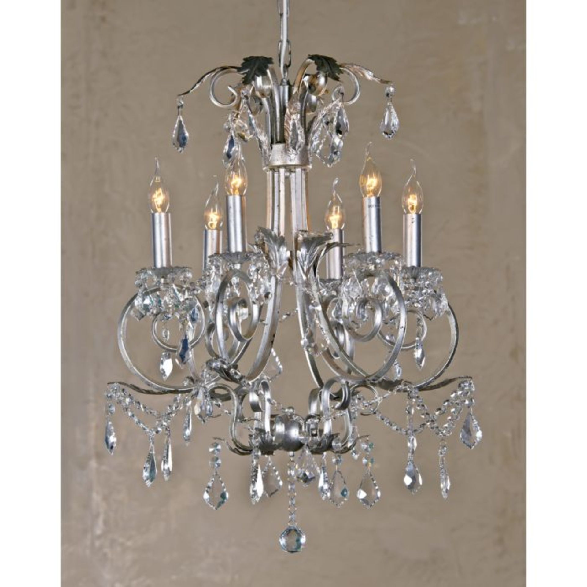 ELEGANT SWIRL 6 LIGHT CHANDELIER DULL SILVER DISTR