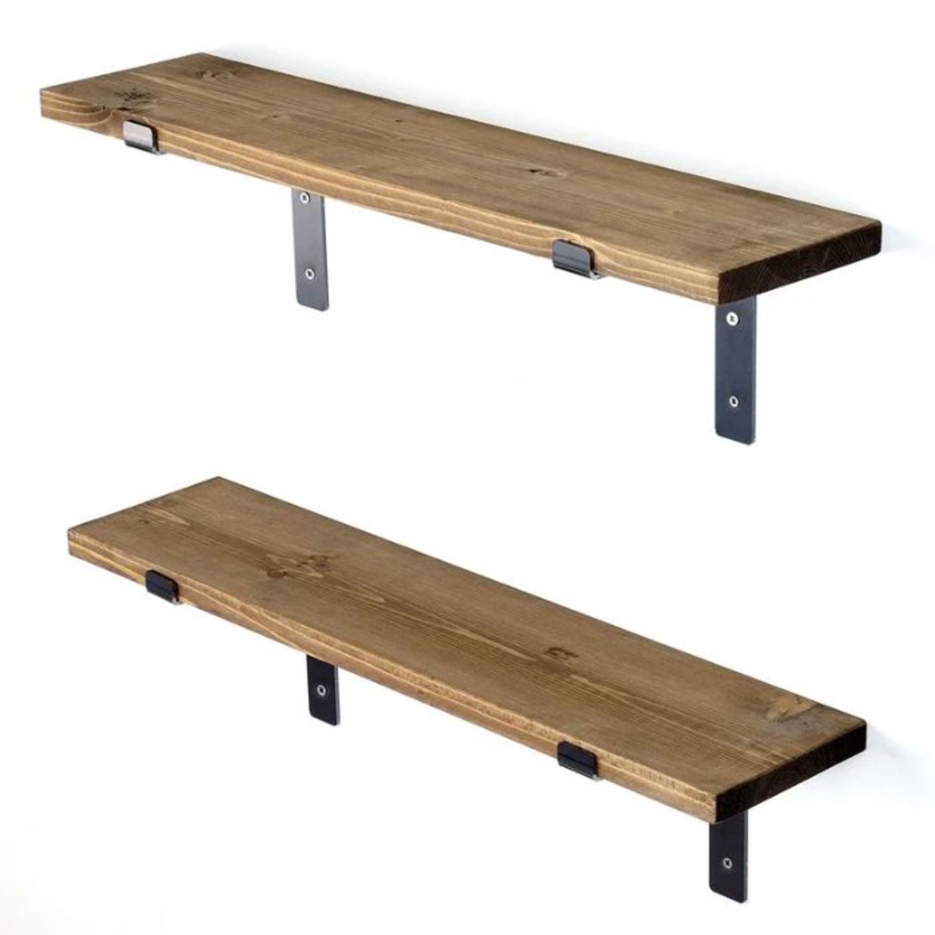 Fernleaf, Set of 2 Rhett Wall Shelf (OAK/BLACK) ( 16cm H x 60cm W x 14cm D) - RRP £65.99 (