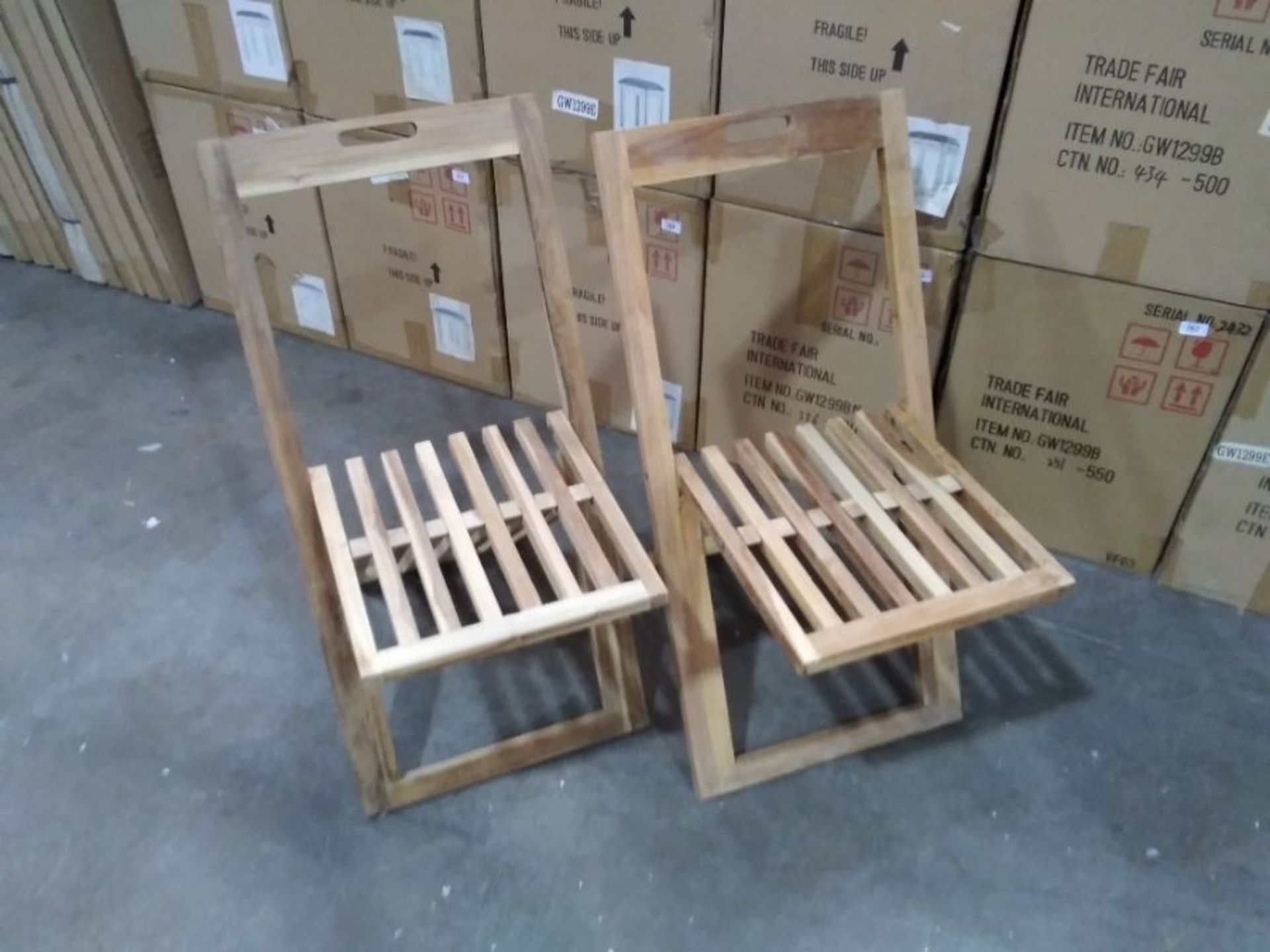 GHOST WOODEN FOLDING CHAIRS X 2 (BOXED NOT CHECKED