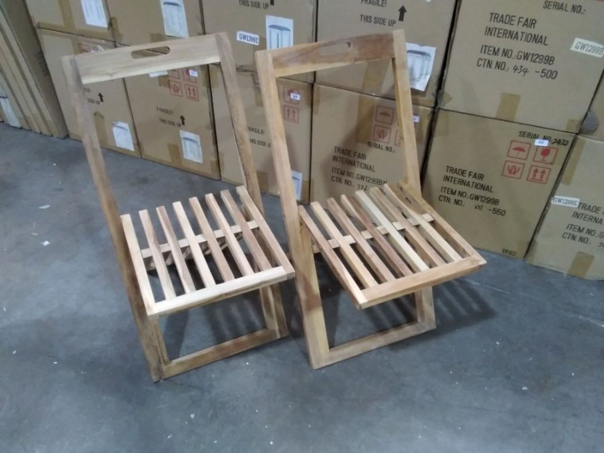 GHOST WOODEN FOLDING CHAIRS X 2 (BOXED NOT CHECKED