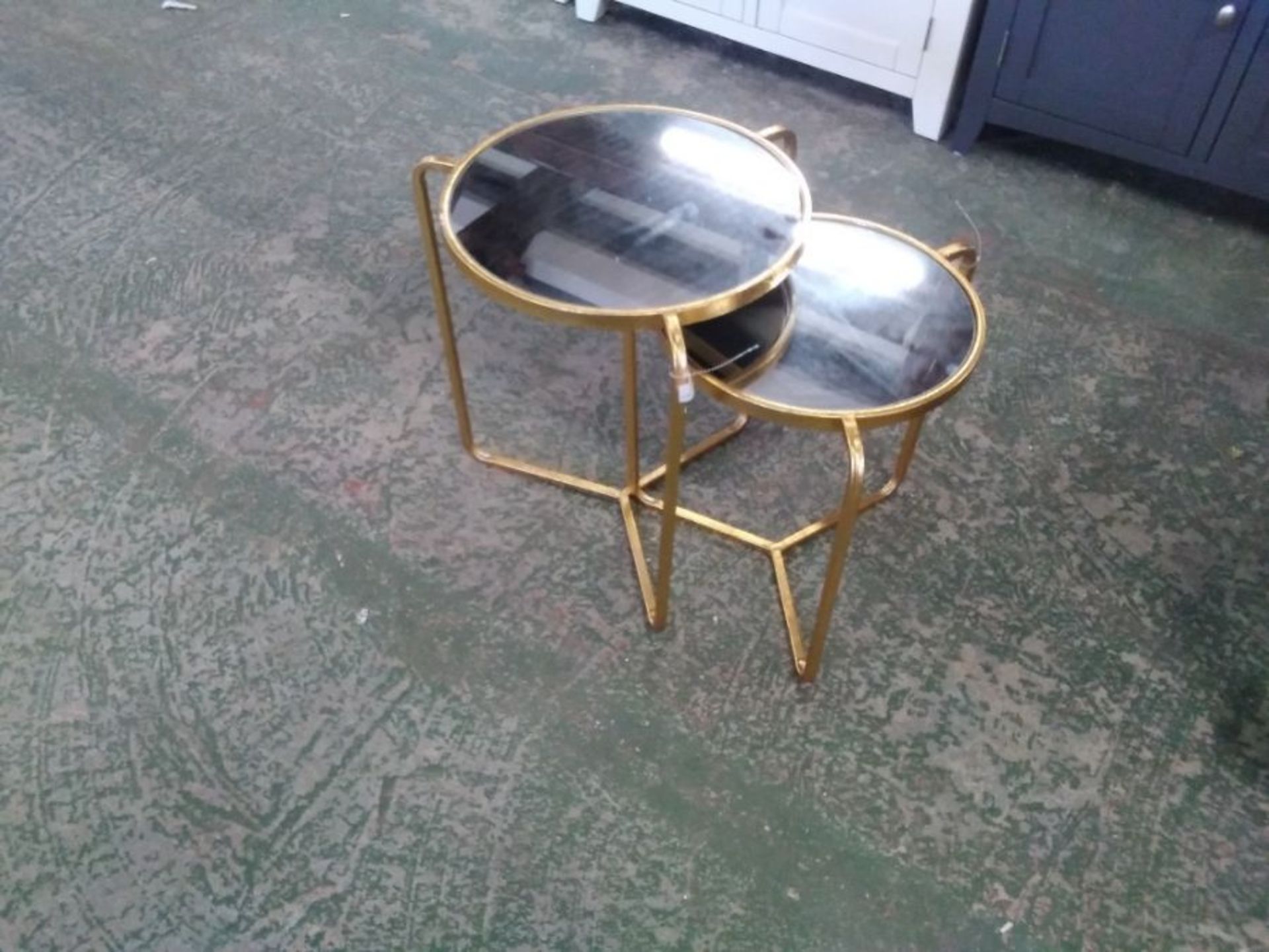 PARISANNE GOLD GILT LEAF NEST OF 2 TABLES