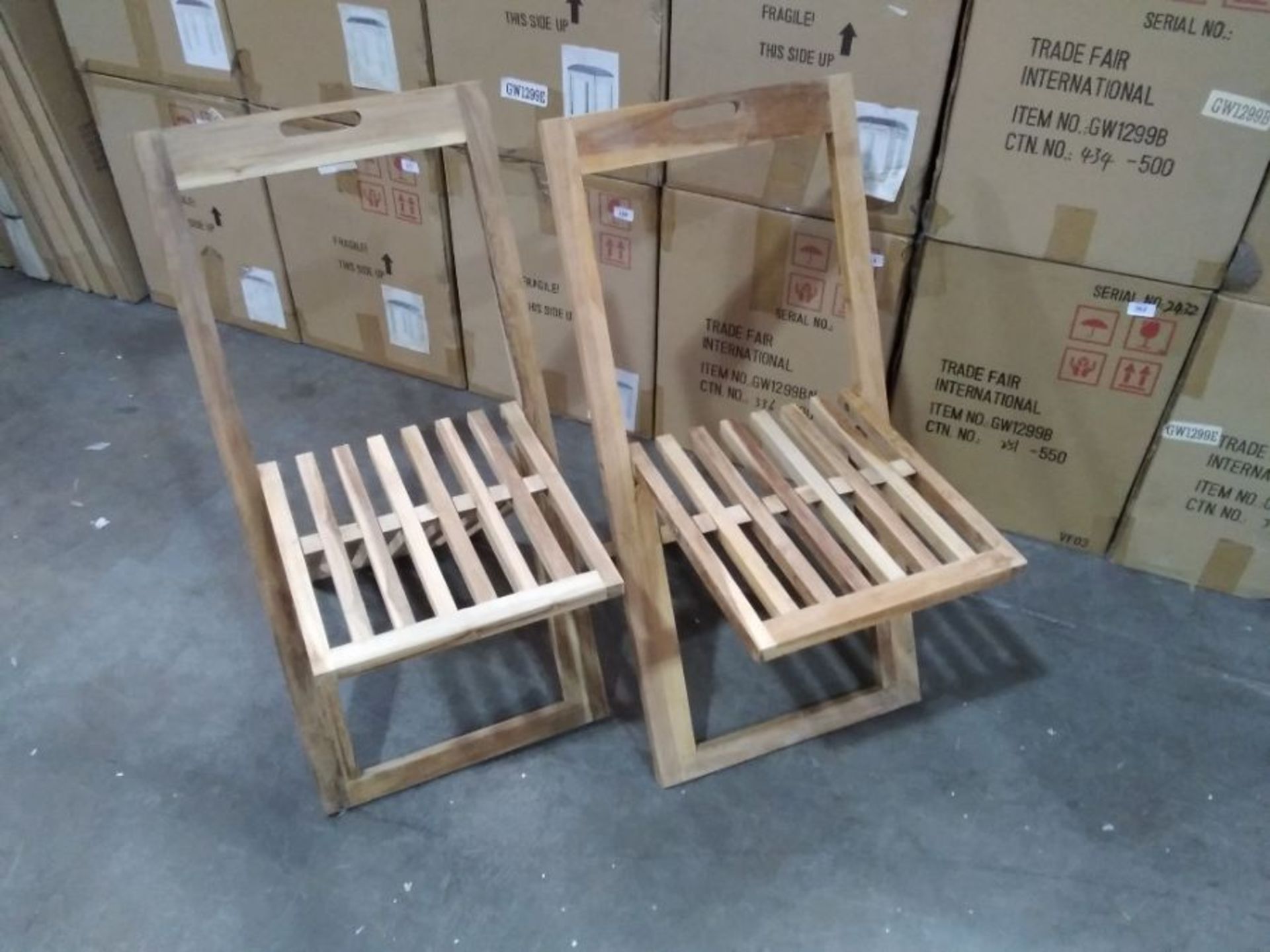 GHOST WOODEN FOLDING CHAIRS X 2 (BOXED NOT CHECKED
