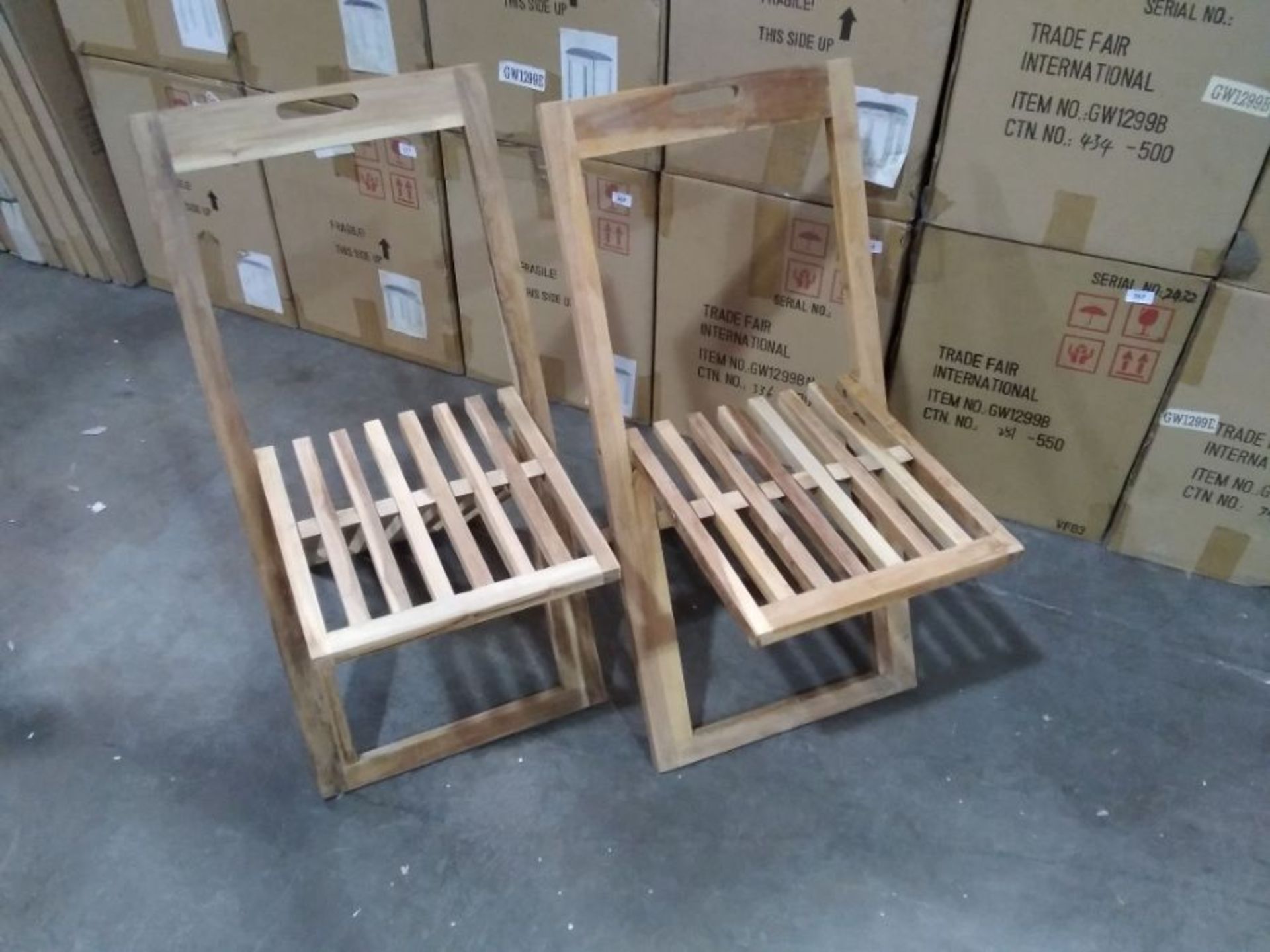 GHOST WOODEN FOLDING CHAIRS X 2 (BOXED NOT CHECKED