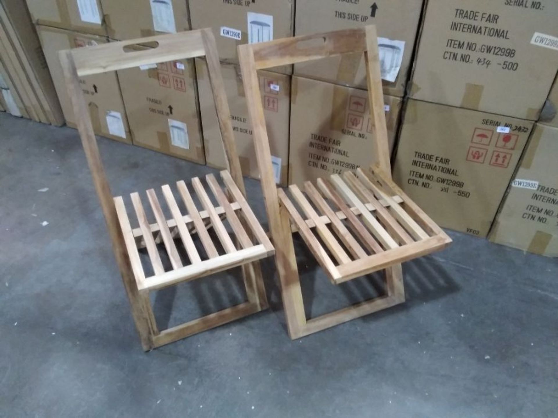 GHOST WOODEN FOLDING CHAIRS X 2 (BOXED NOT CHECKED