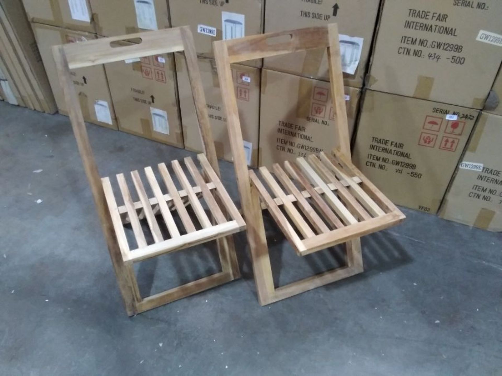 GHOST WOODEN FOLDING CHAIRS X 2 (BOXED NOT CHECKED