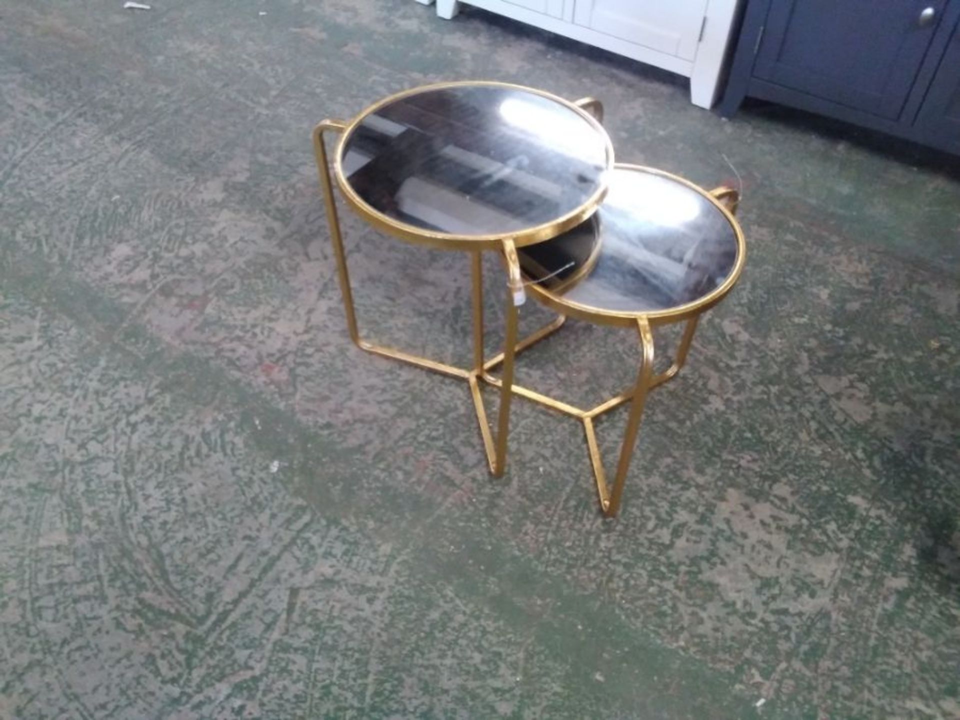 PARISANNE GOLD GILT LEAF NEST OF 2 TABLES