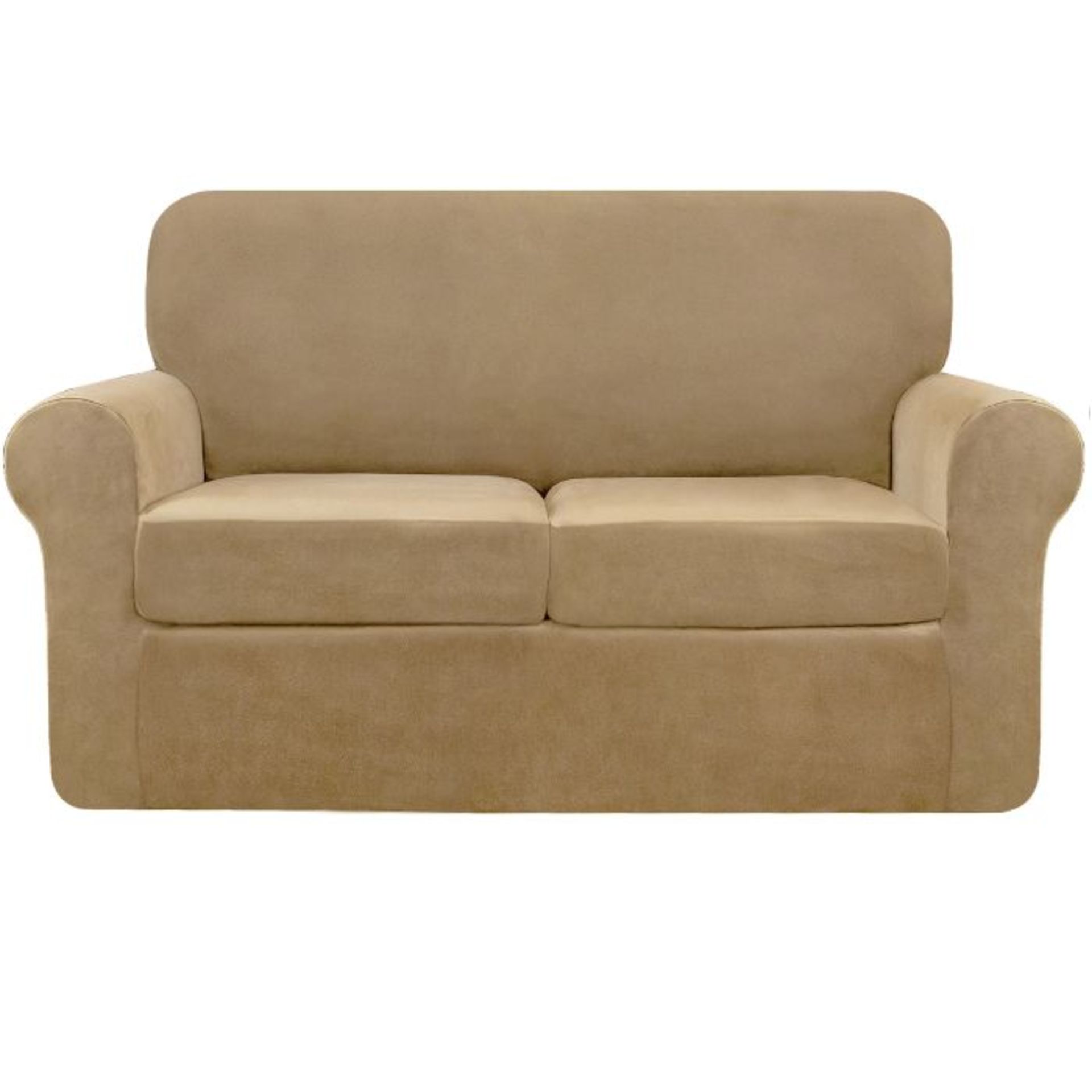 17 Stories, Plush Ultra Soft Stretchy Box Cushion Love Seat Slipcover (57 - 70") (SAND) (CVBL1129 -