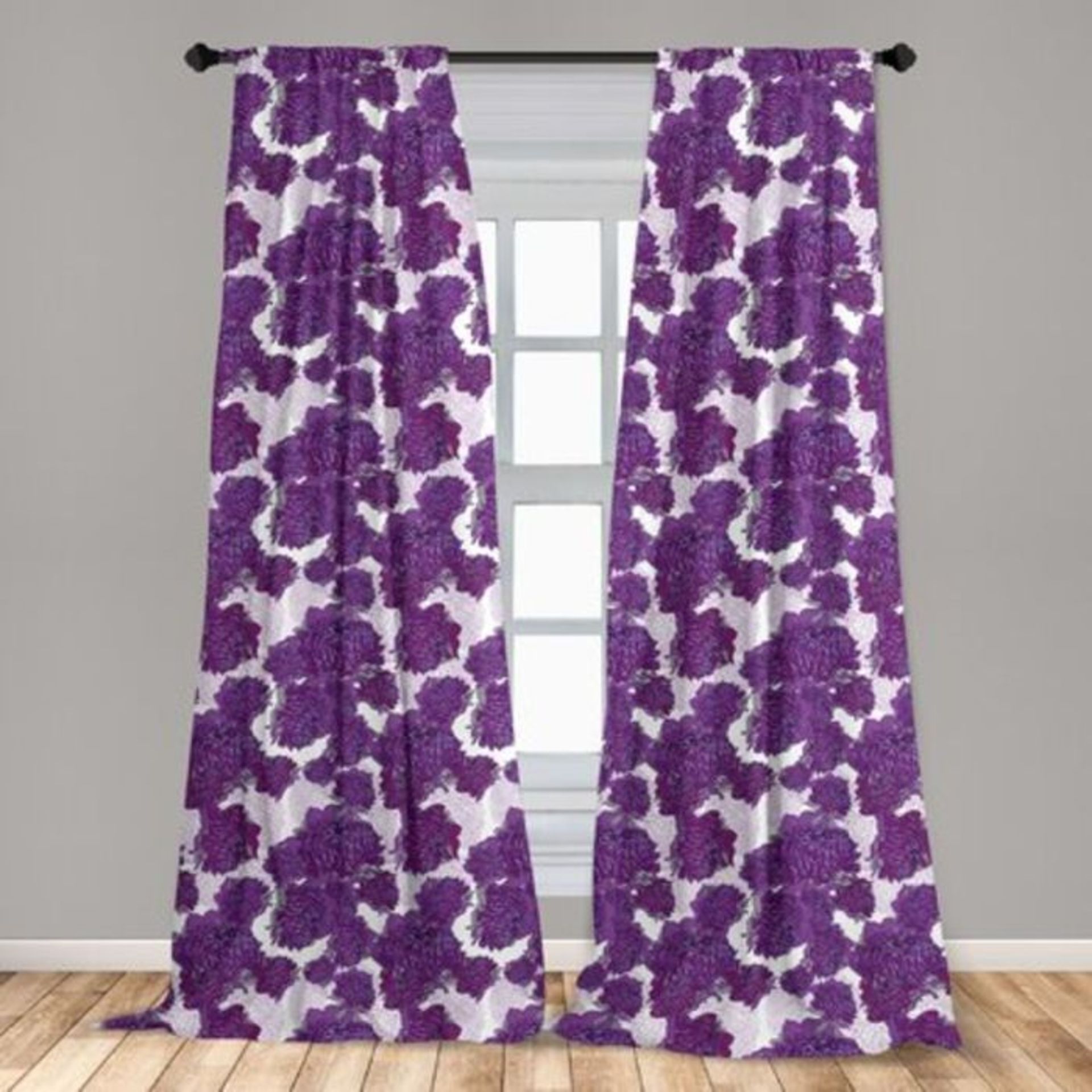 East Urban Home, Mauve Curtains, Vivid Allium Flower Petals Design Abstract Hippie Victorian Peony