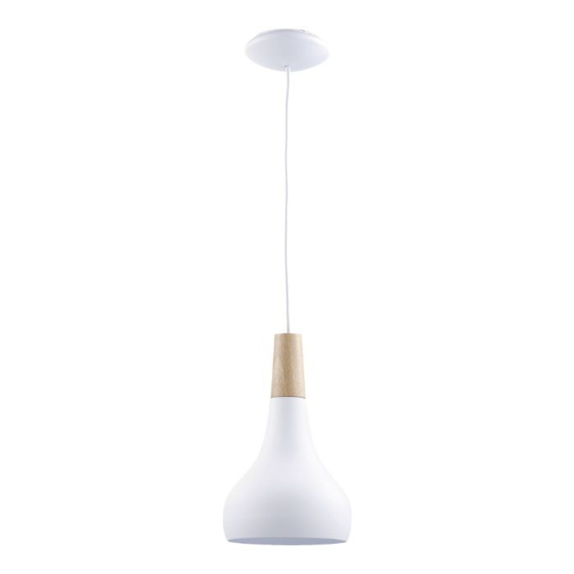 Zipcode Design, Kaylen 1 - Light Teardrop Pendant with Wood Accents (WHITE) - RRP £27.4 (