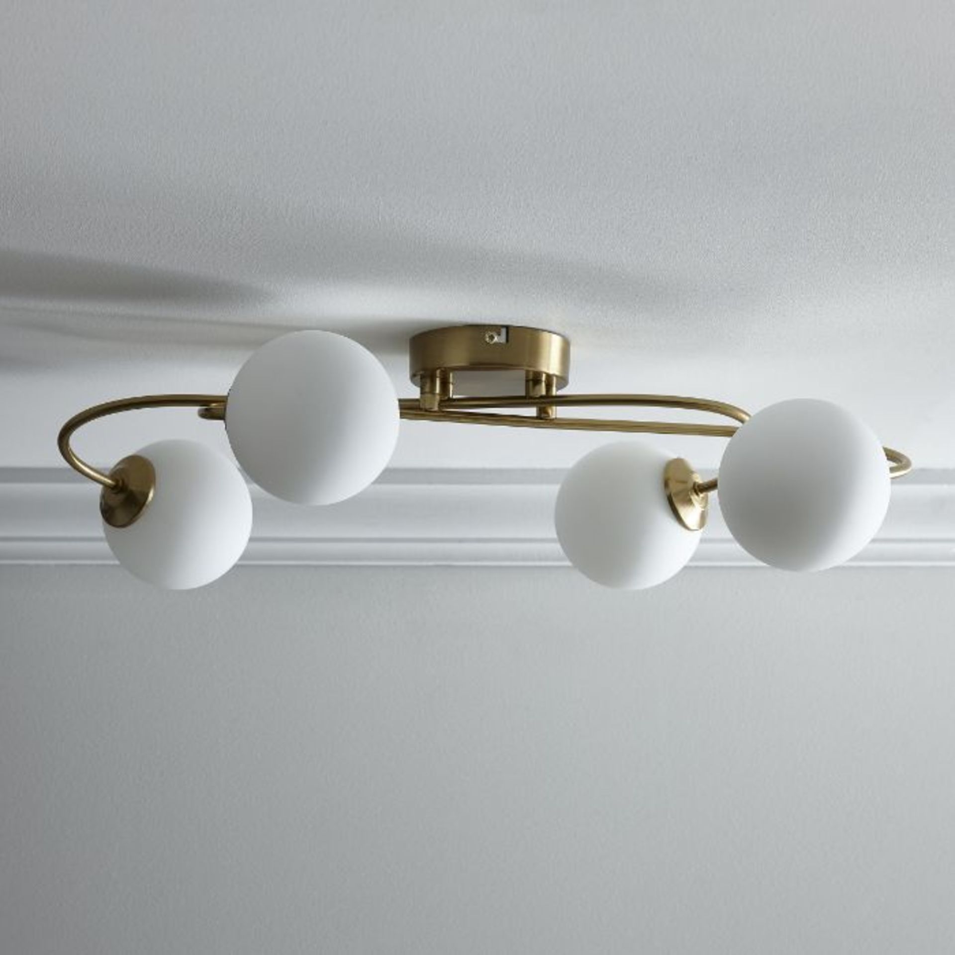 Canora Grey, Mabel Satin Brass 4 Light Ceiling Fitting (OPAL GLASS) - RRP £65.99 (LBBI140927728/23)