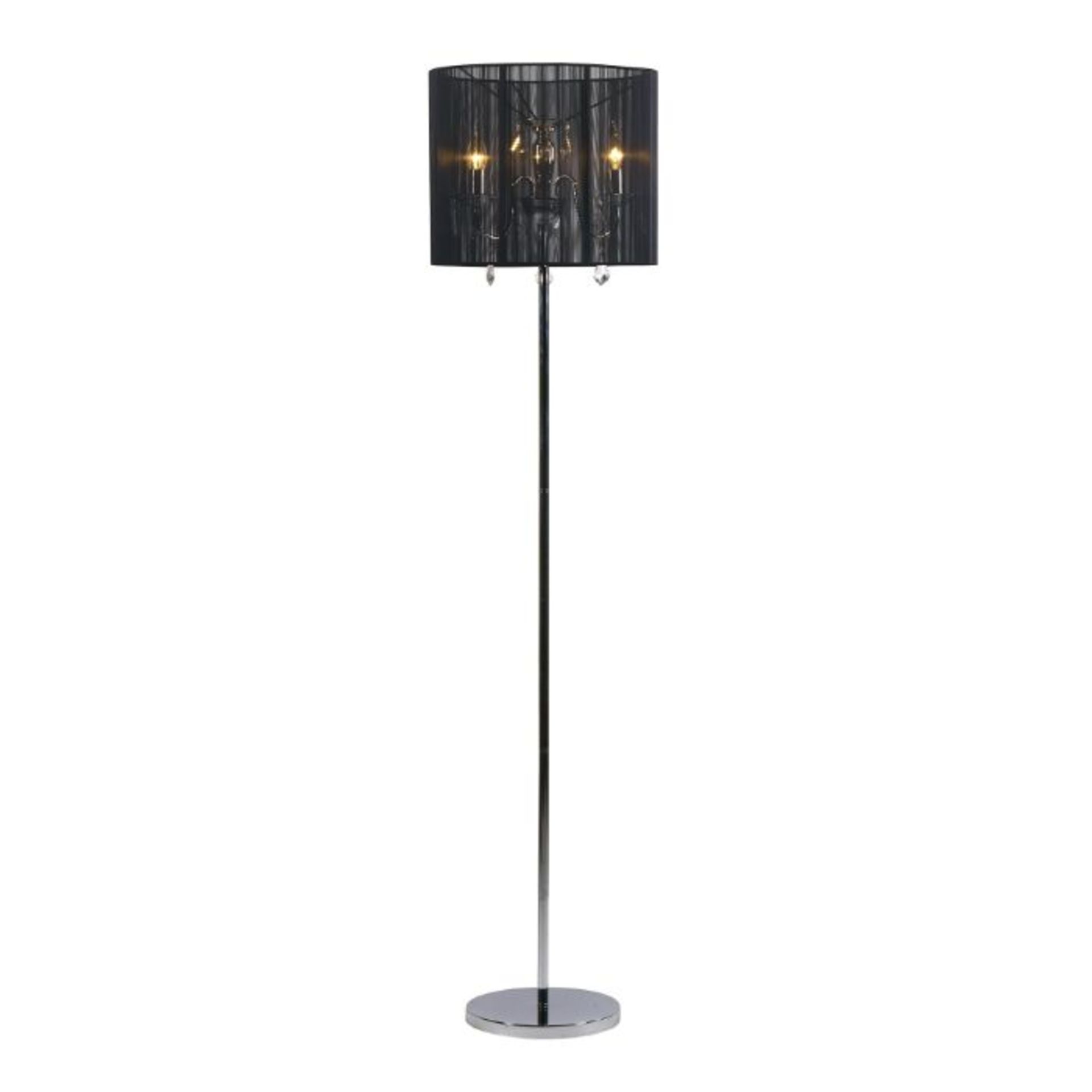 FLOOR LAMP IN CHROME SILVER SHADE (10) (DAMAGE) (BOXED, RETURN, NOT CHECKED)