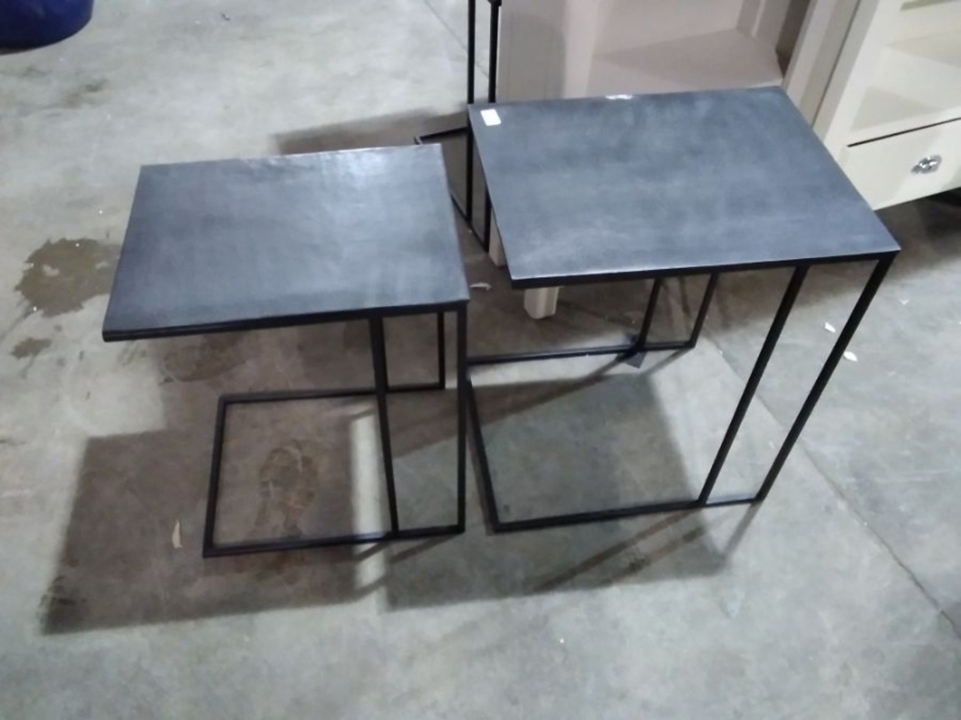 Luna Graphite Textured Aluminium set of 2 side tables (1 -QC 9 -704188)(FAULTY)