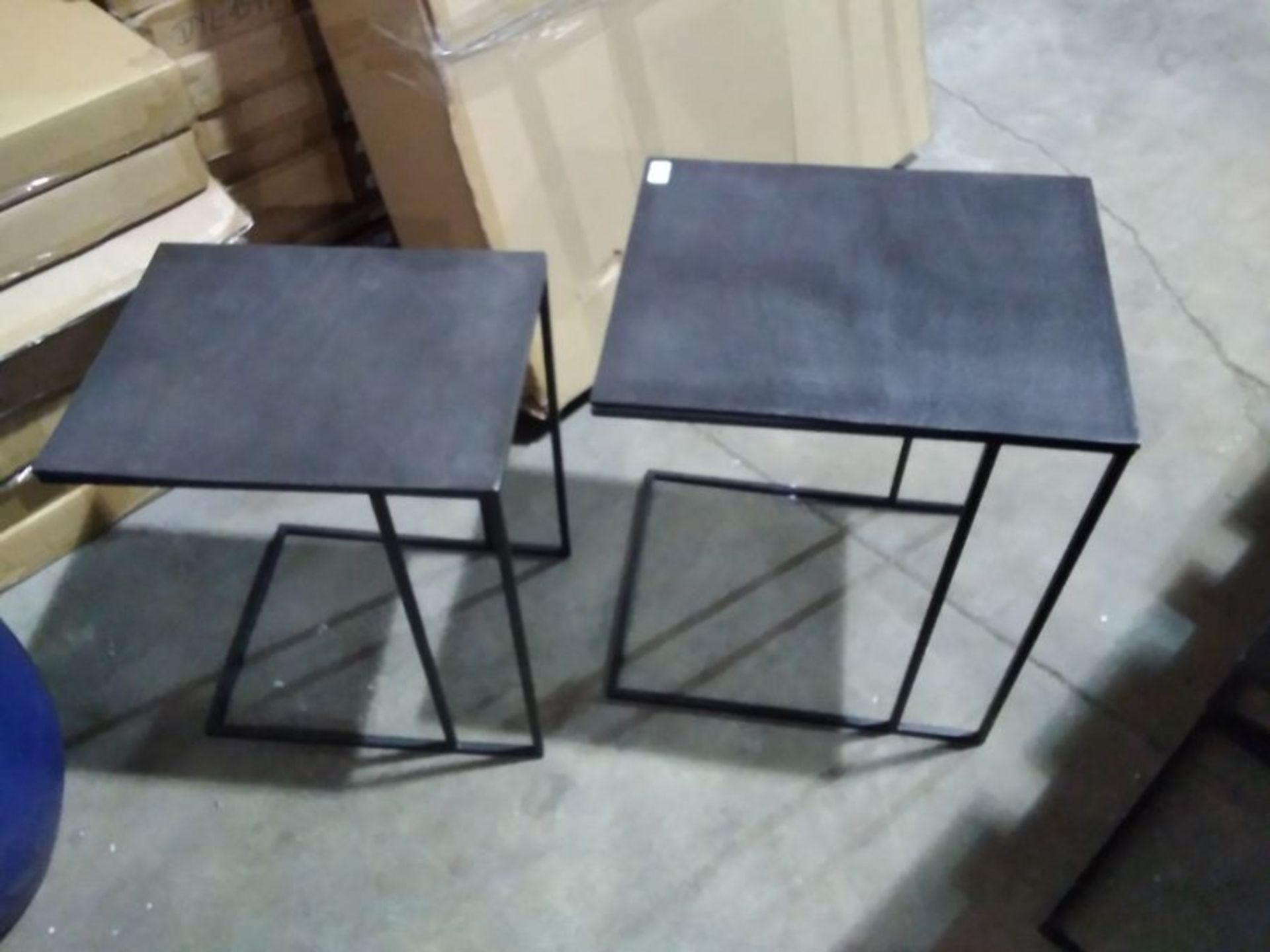 Luna Graphite Textured Aluminium set of 2 side tables (1 -QC 9 -704188)(FAULTY)