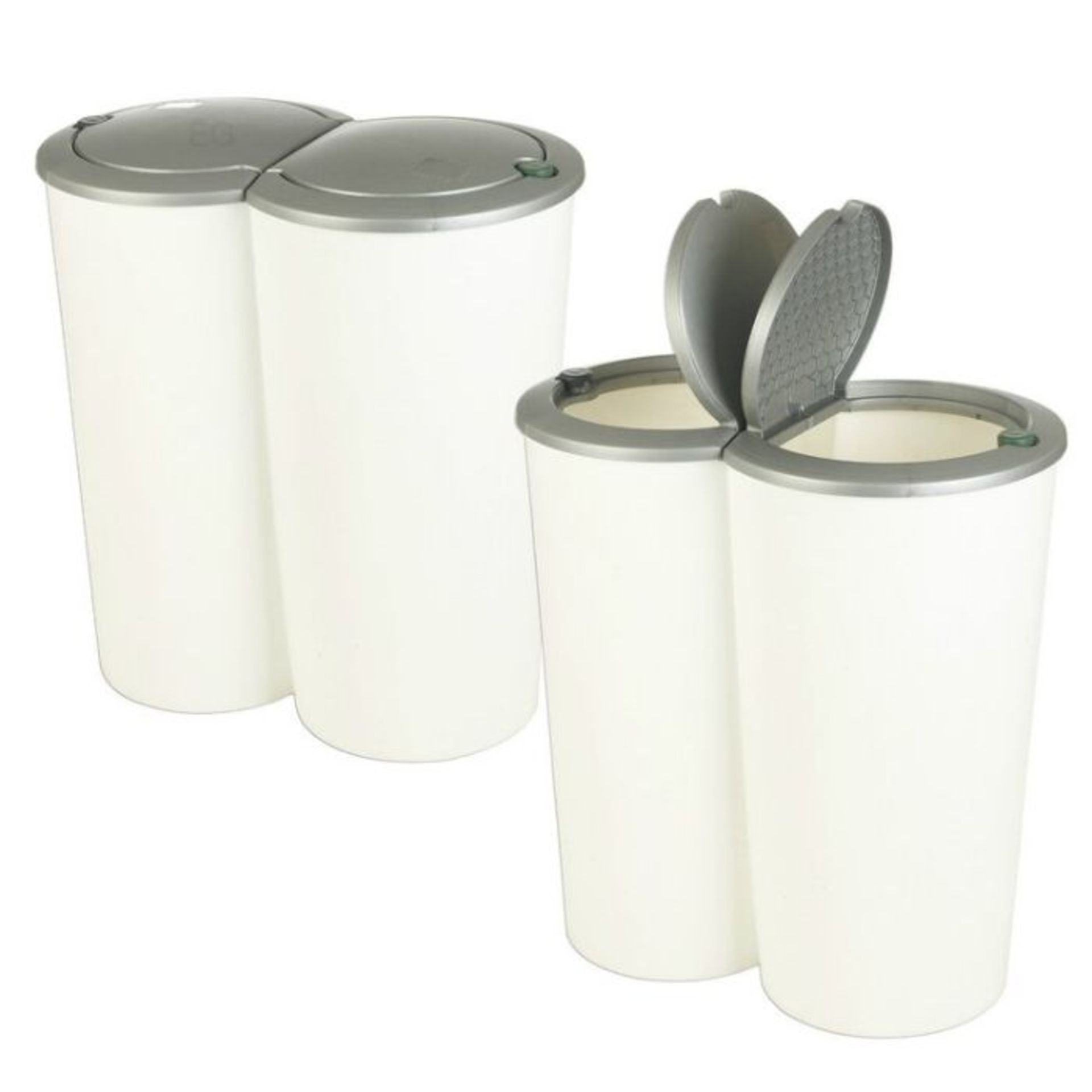 Symple Stuff, 50 Litre Touch Top Rubbish Bin (WHITE & GREY) (53cm H x 49.5cm W x 30cm D) - RRP £17.