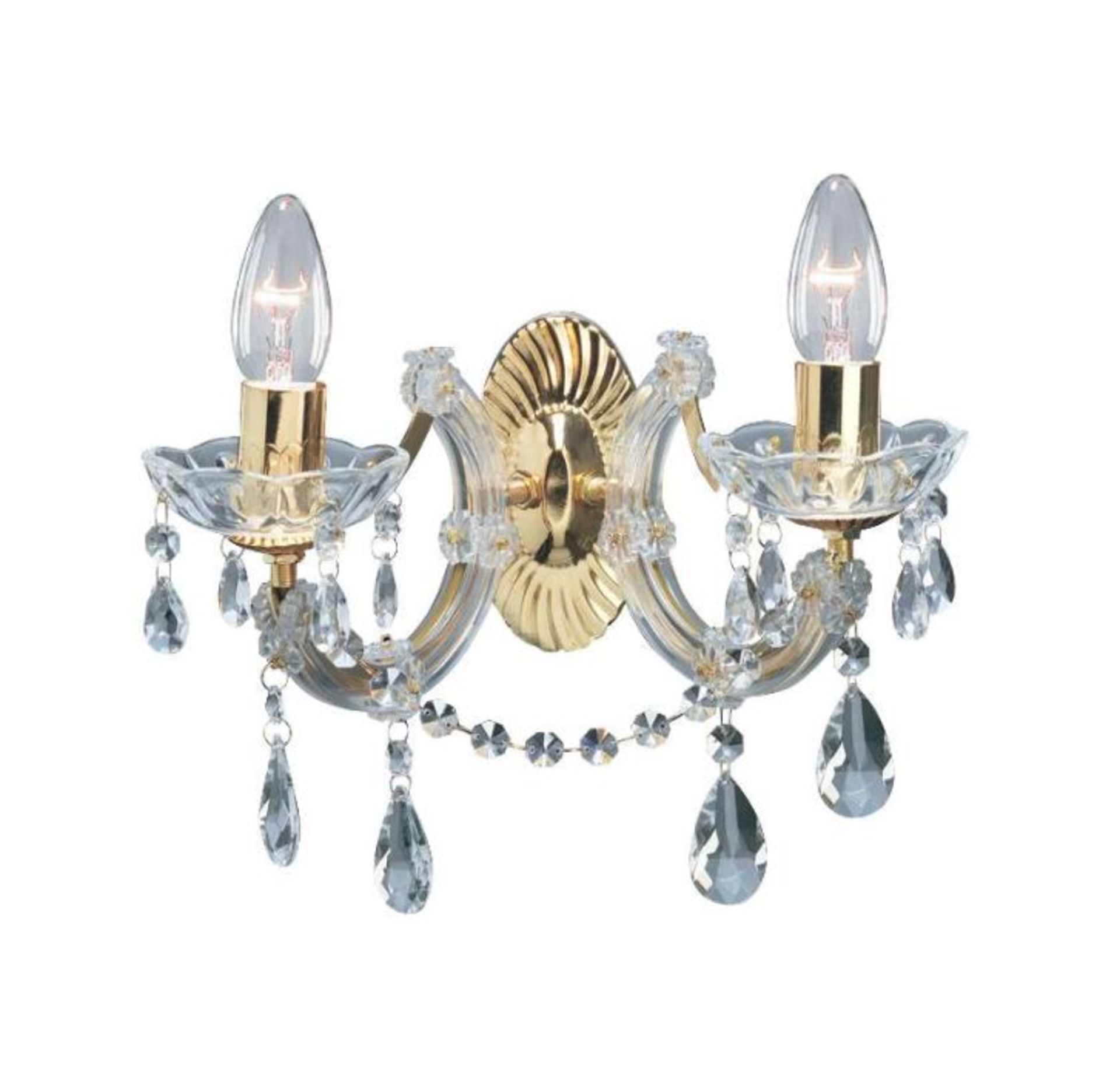 2 - Light Dimmable Candle Wall Light (GOLD & CRYSTAL) (JJQ1204)