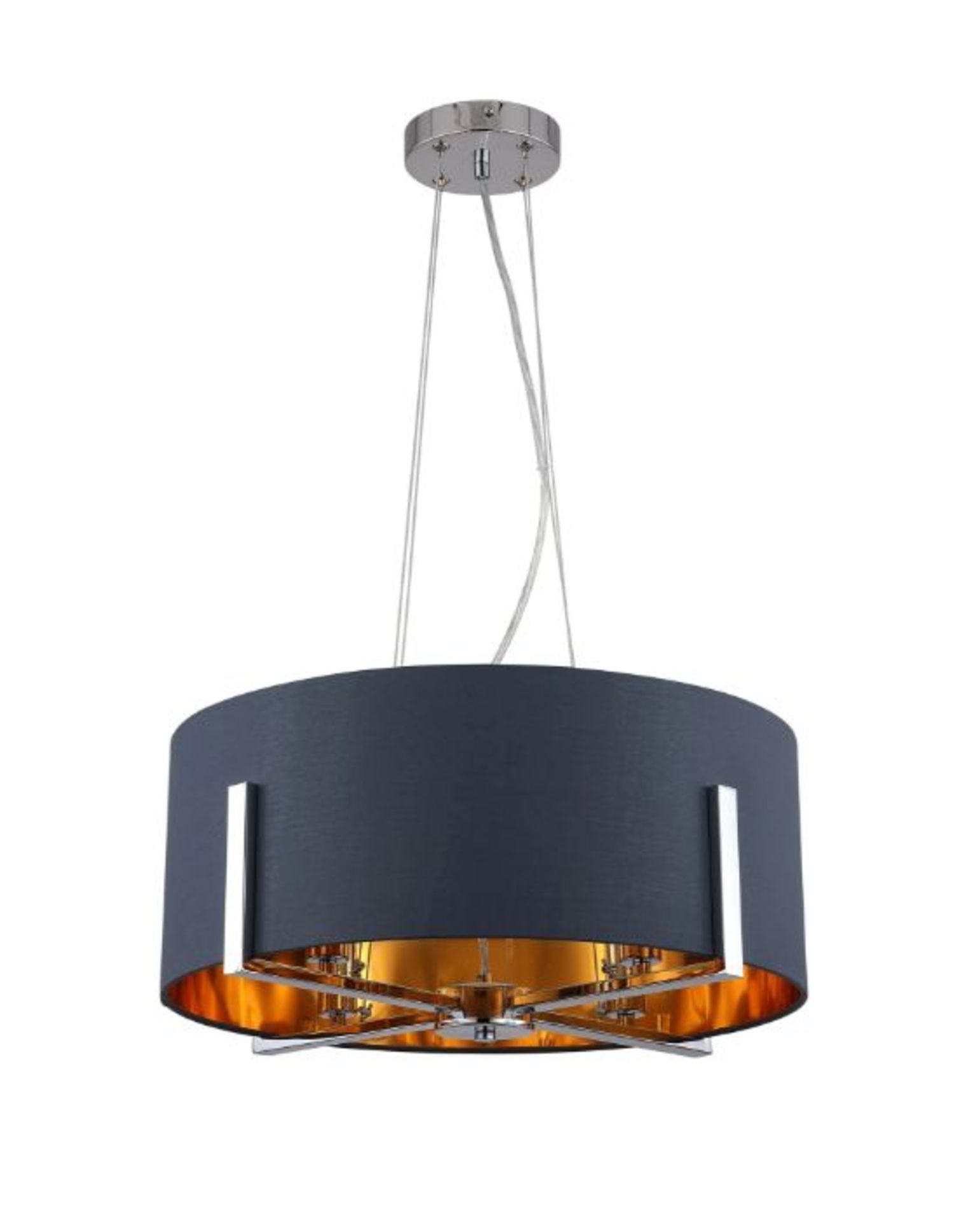 Nielsen Home, 4-Light Drum Chandelier (CHROME FINISH) (GREY/GOLD SHADE) - RRP £91.99 (IELS1184 -