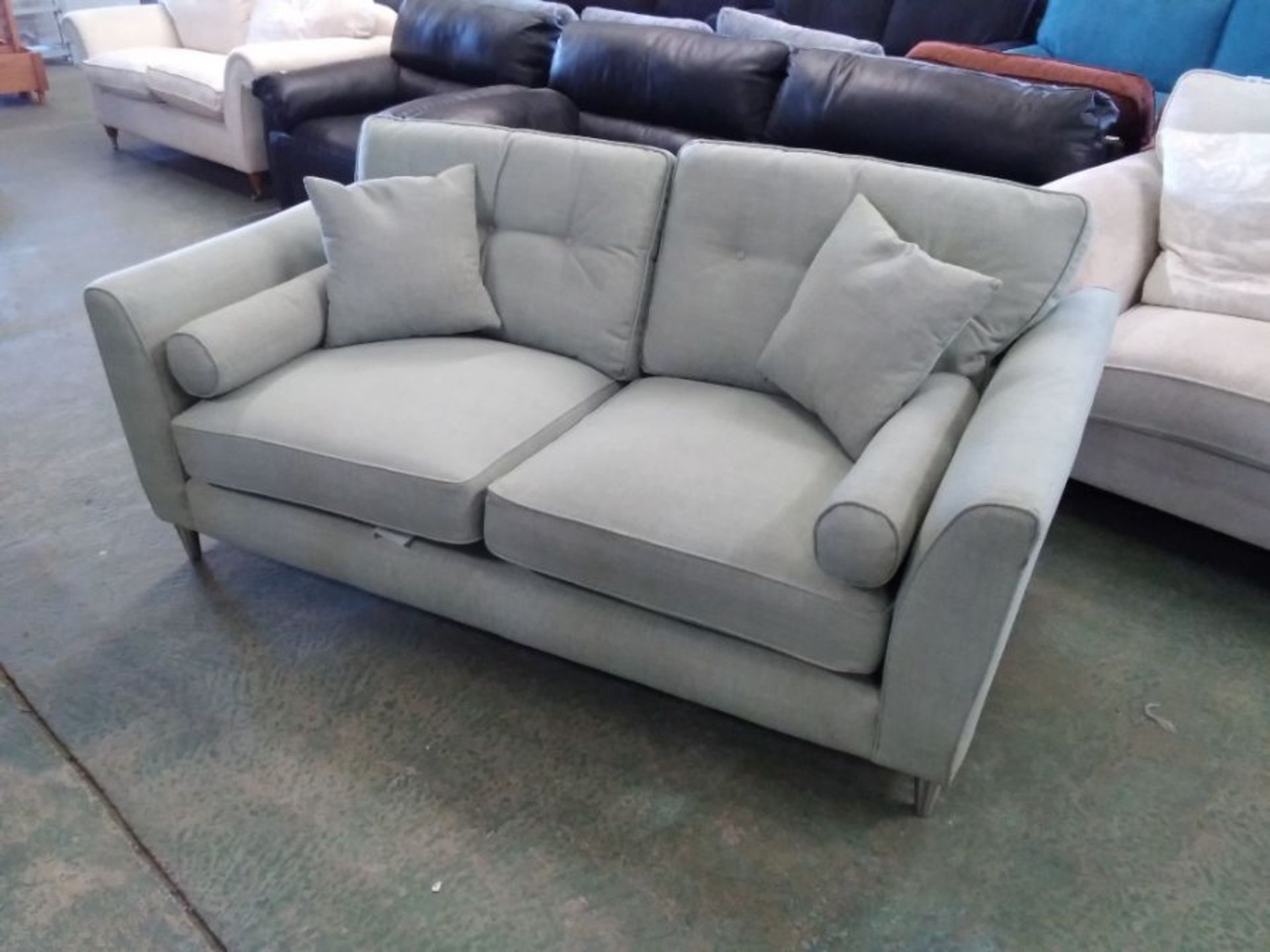 GREEN FABRIC 3 SEATER SOFA (RIPPED DIRTY)(TROO2751