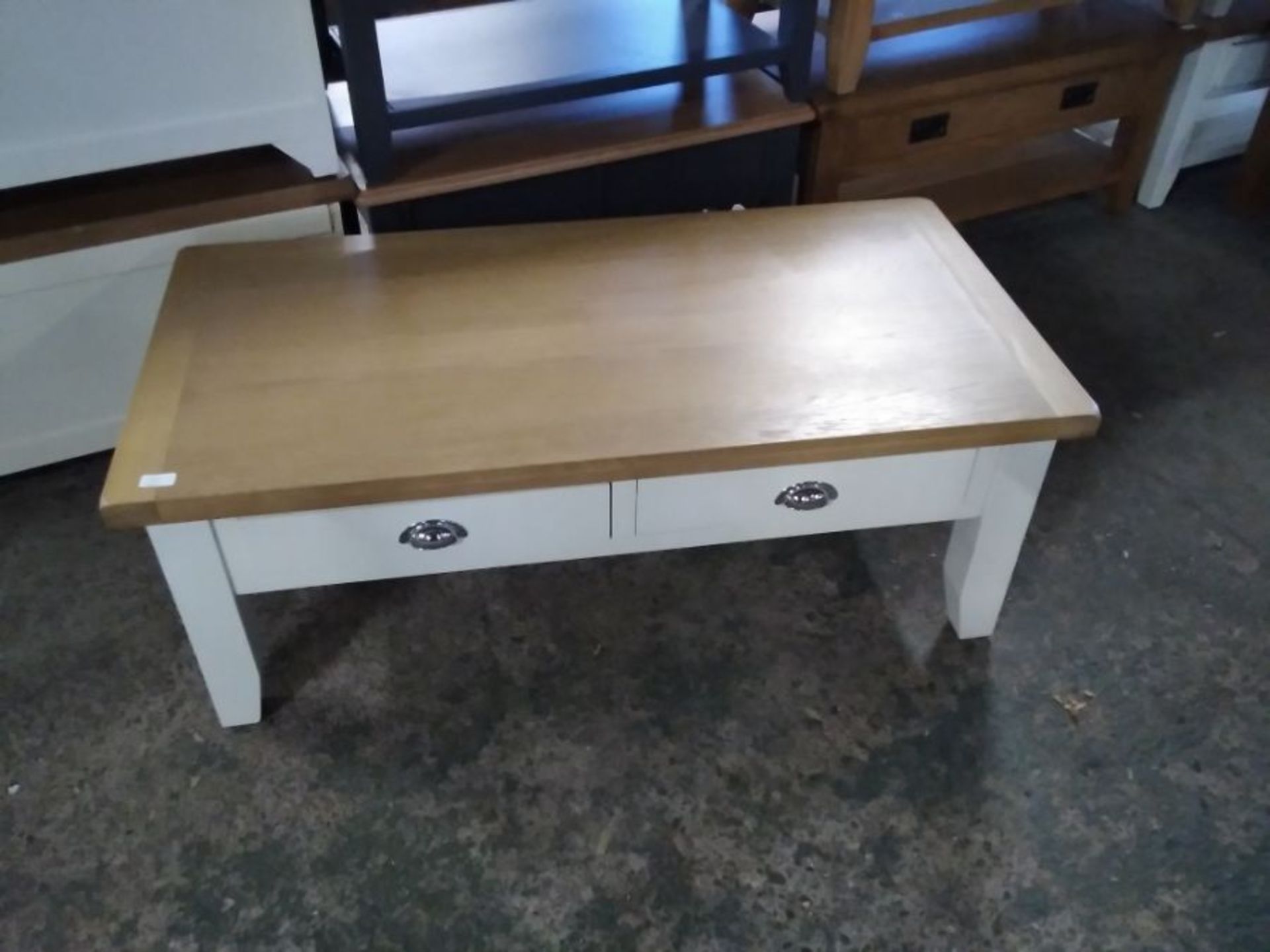 CHESTER PAINTED AND OAK LARGE COFFEE TABLE (DAMAGE