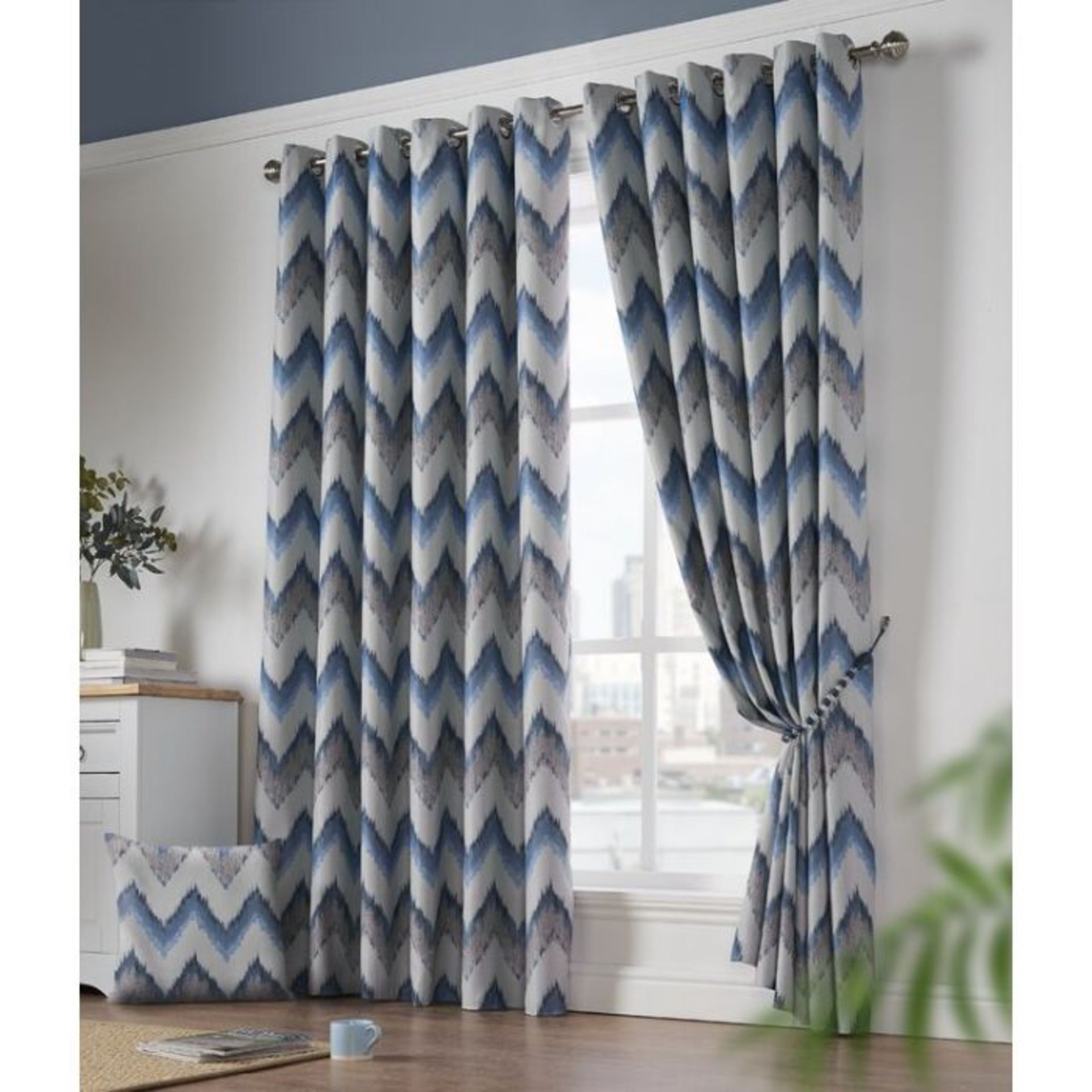 World Menagerie, Fulgham Eyelet Room Darkening Curtains (BLUE) (168cm W x 183cm D) - RRP £45.99 (