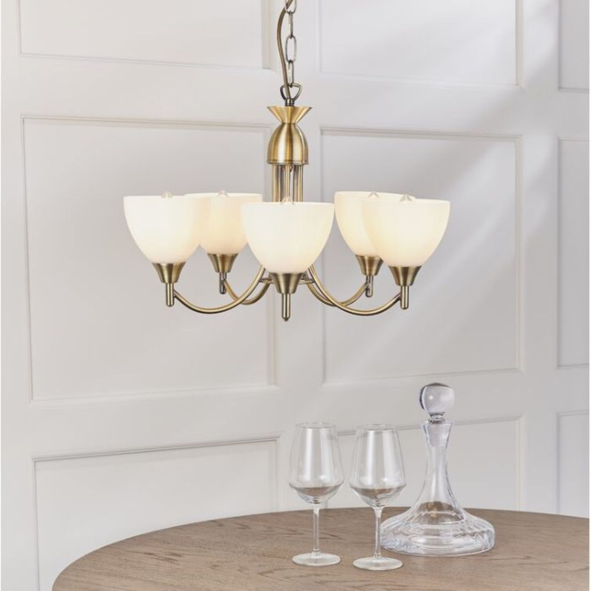 Three Posts, Barium 5-Light Shaded Chandelier (ANTIQUE BRASS) - RRP £75.99 (DSUK2500 - 28166/2) - Image 2 of 2