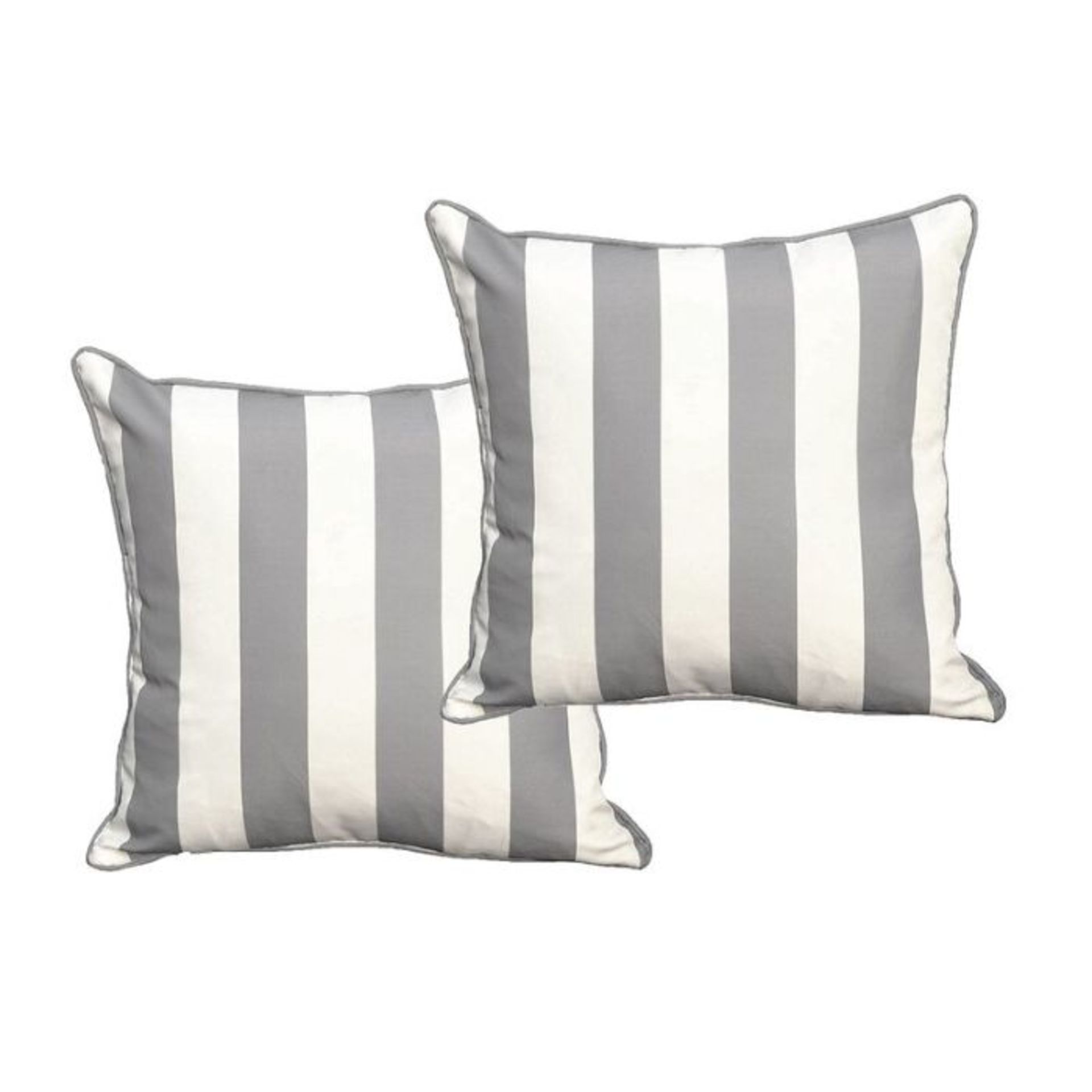 Set of 2, Pontoise Indoor /Outdoor Striped Square Scatter Cushion Cover (GREY & CREAM)