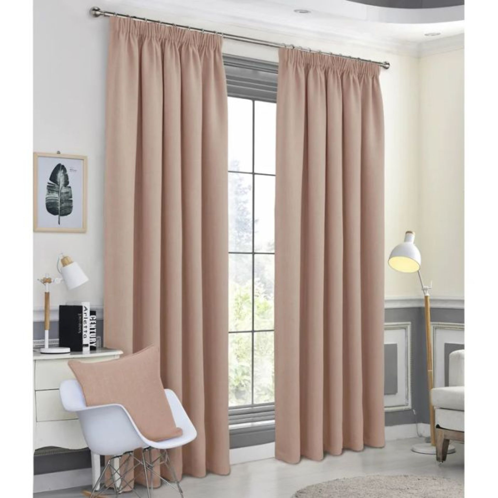 Meliha Pencil Pleat Blackout Curtains (114cm W x 137cm D)(SOFT PINK)