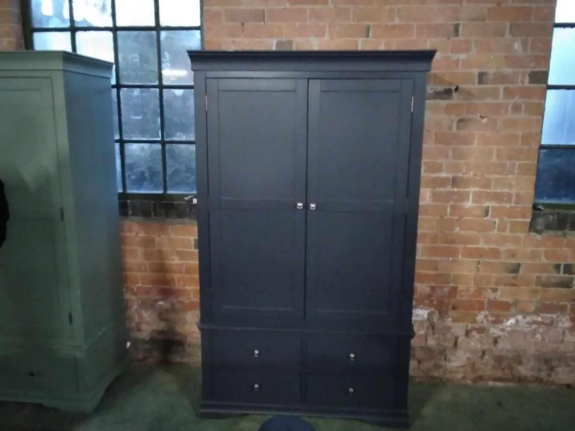 FLORENCE BLUE PAINTED DOUBLE WARDROBE (MARKED)