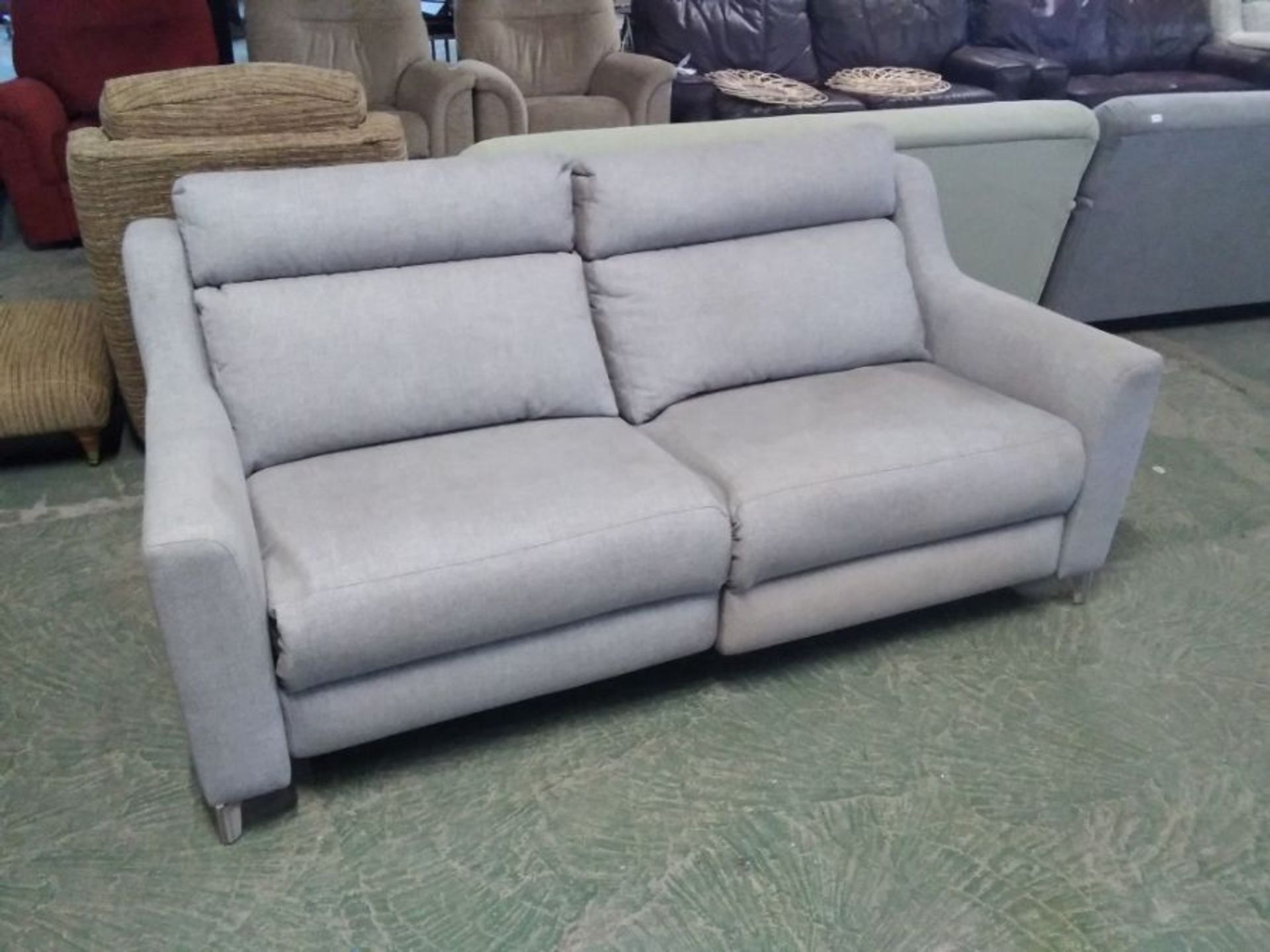 GREY FABRIC ELECTRIC RECLINING 3 SEATER (DAMAGED D