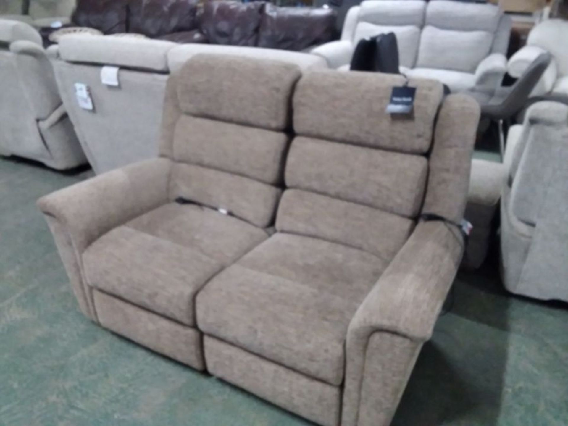 BEIGE PATTERNED ELECTRIC RECLINING 2 SEATER (TROO2