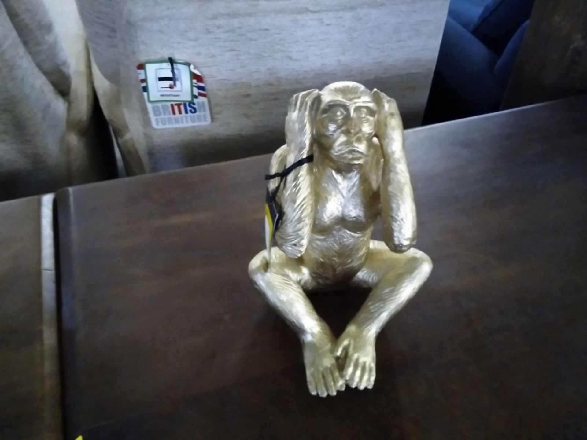 Gold 'Hear No Evil' Polyresin Monkey Sculpture, Large (B/140 -423 -908221)