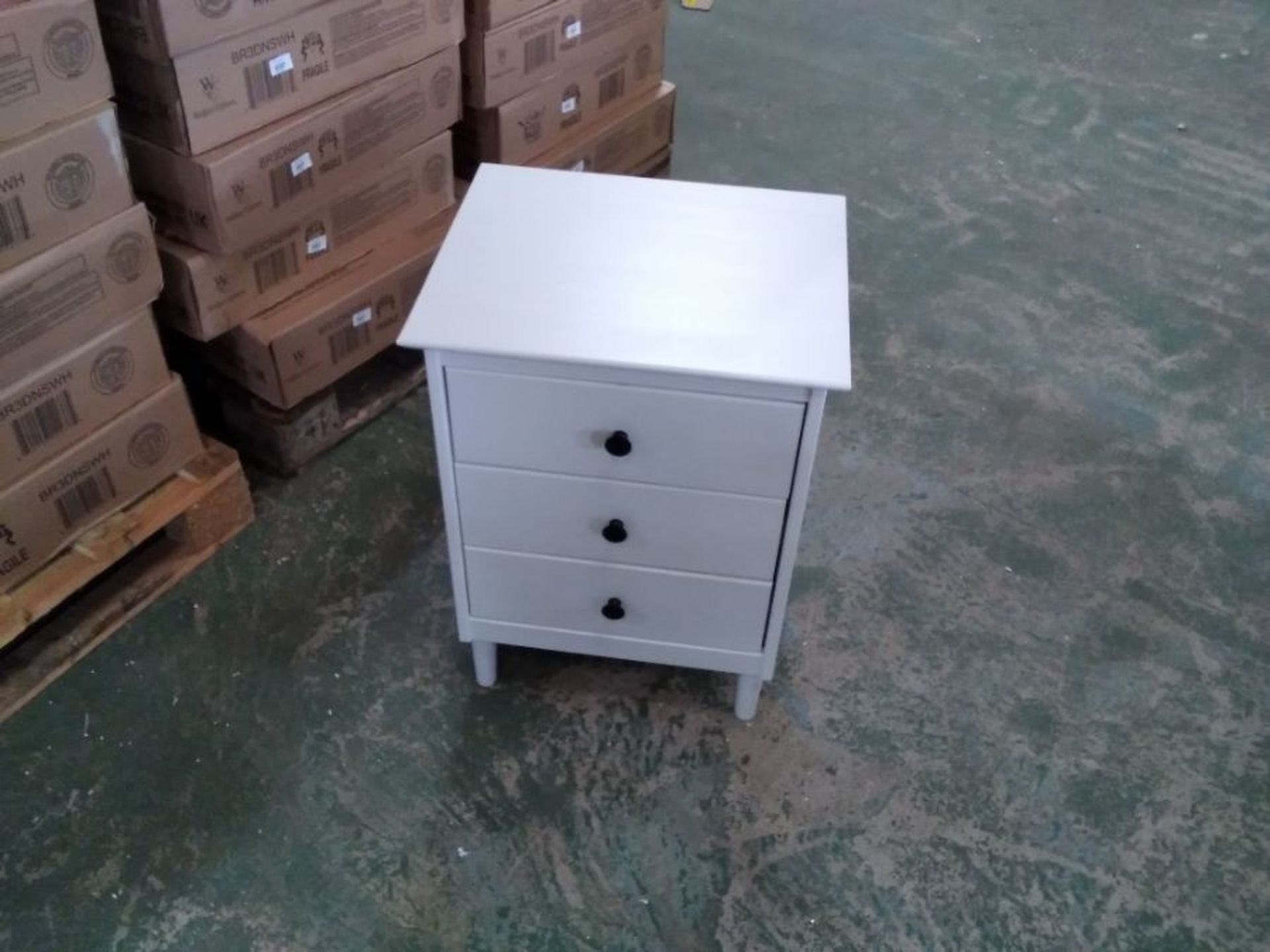 WHITE 3 DRAWER BEDSIDE (BOXED)