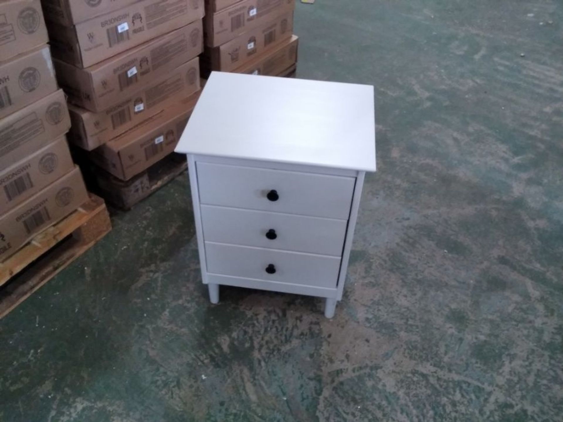 WHITE 3 DRAWER BEDSIDE (BOXED)