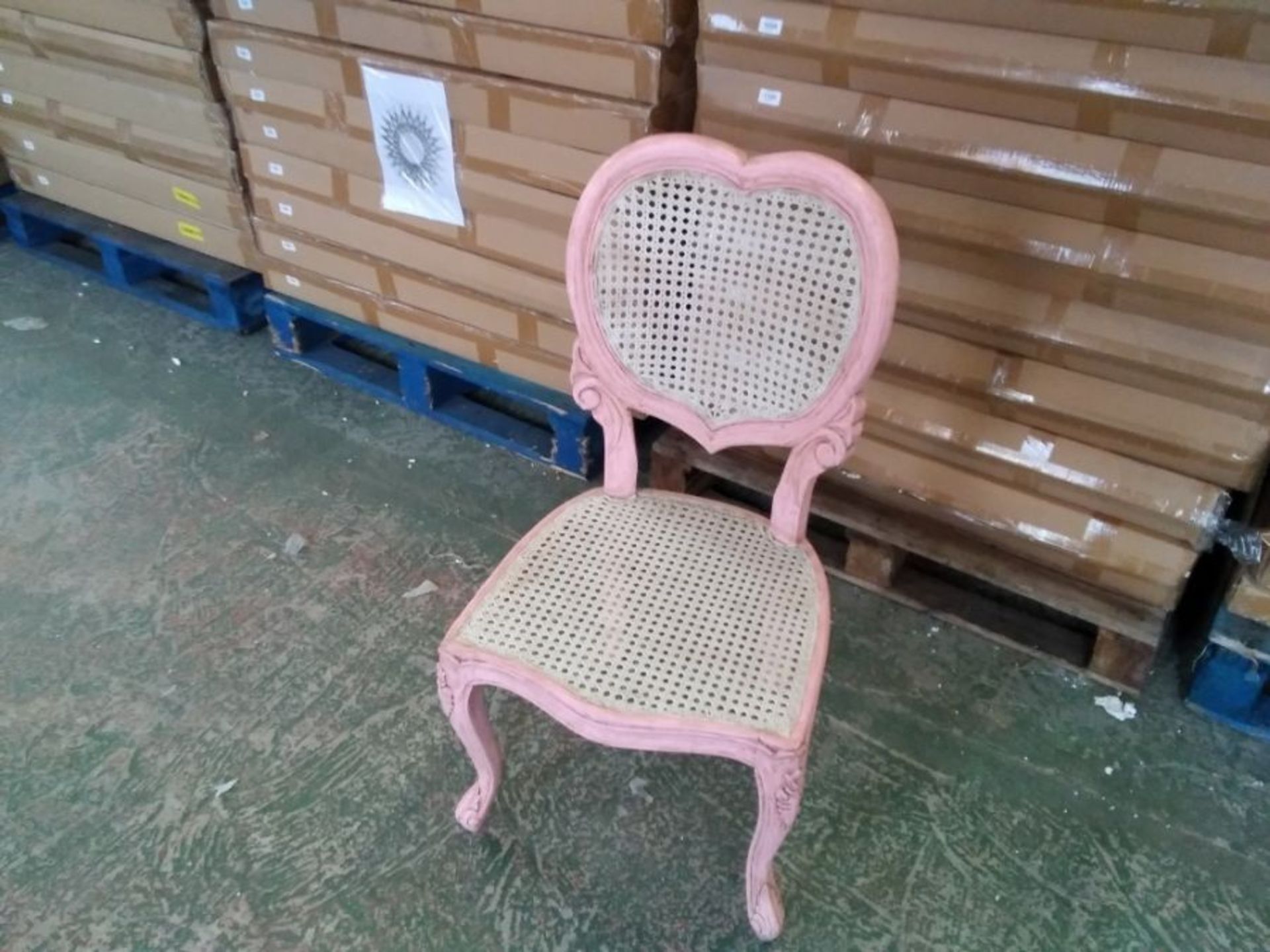 PINK AND CREAM EXPRESS LOVE HEART WICKER CHAIR