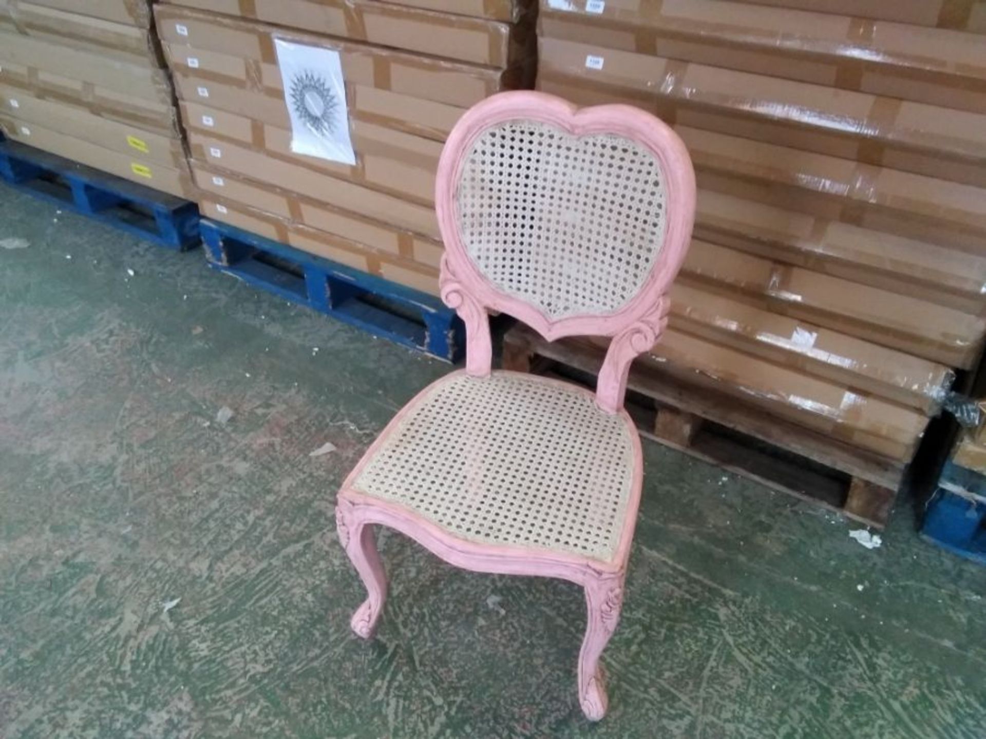 PINK AND CREAM EXPRESS LOVE HEART WICKER CHAIR