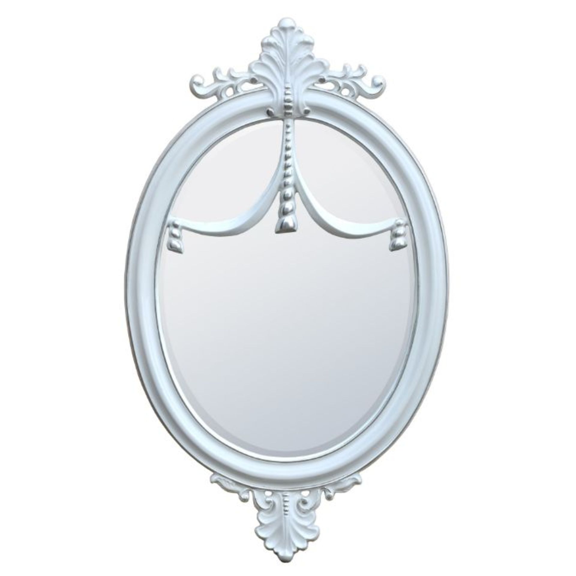 WHITE ORNATE MIRROR (105X 60CM) (BOXED RETURN NOT