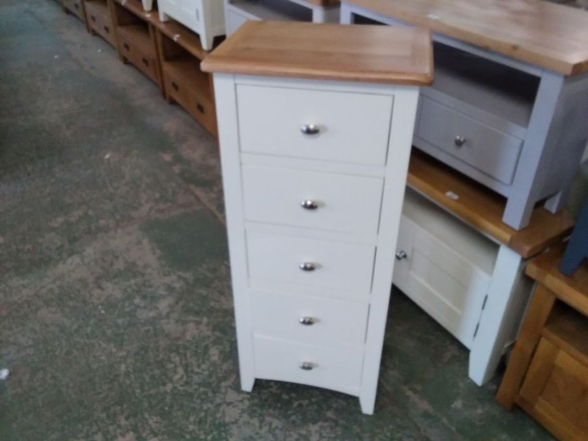 GLOUCHESTER IVORY PAINTED AND OAK 5 DRAWER TALL BO