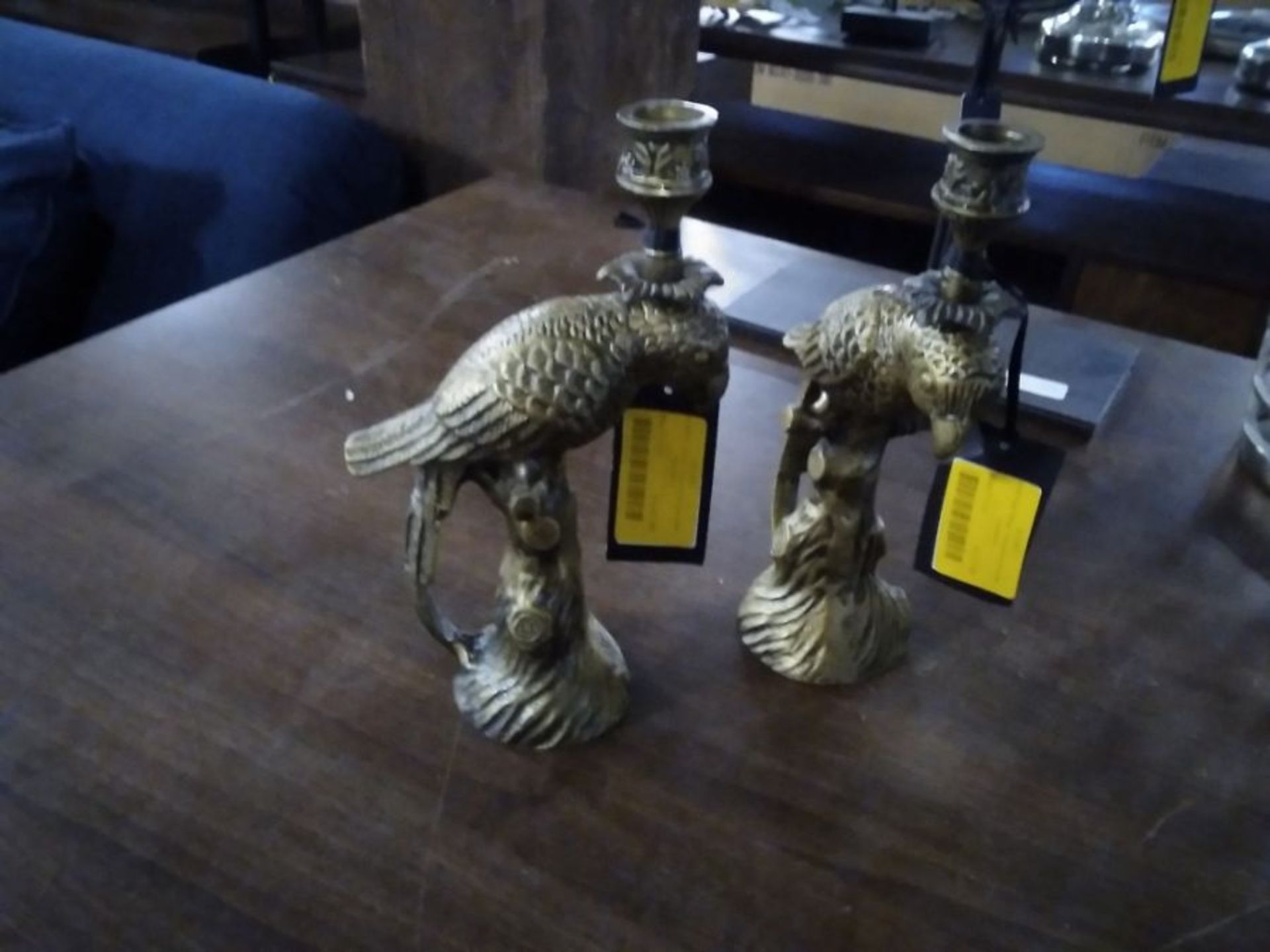 Macaw Antique Brass Aluminium Candlestick (B/21 -422 -900445)x2