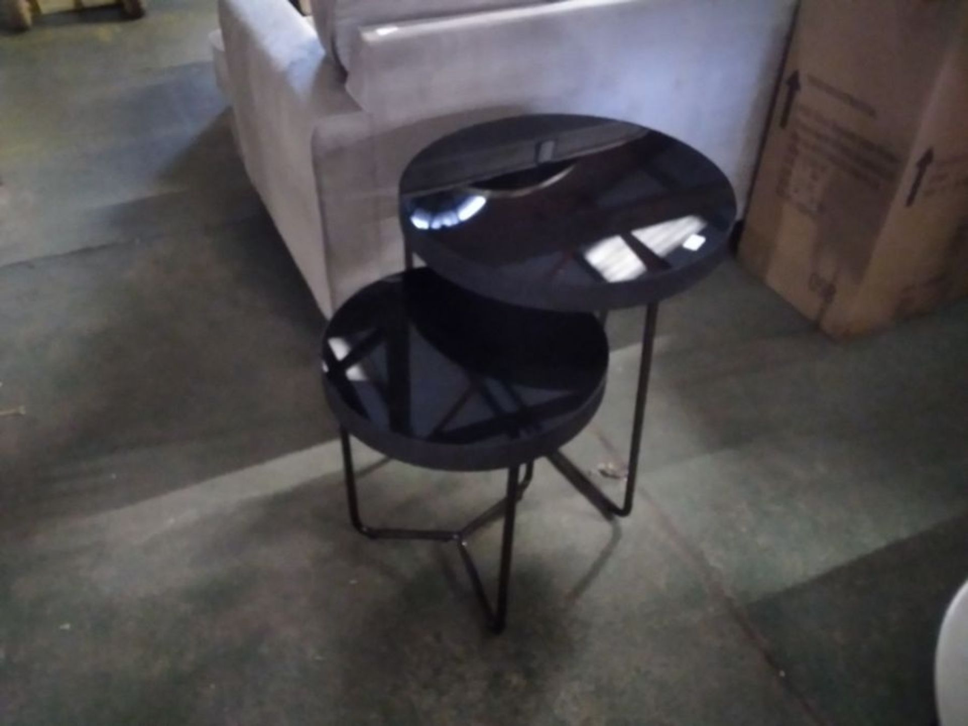 Knightsbridge Set of 2 Side Tables with Black Tinted Glass (B/218 -424 -703725)(missing screws)