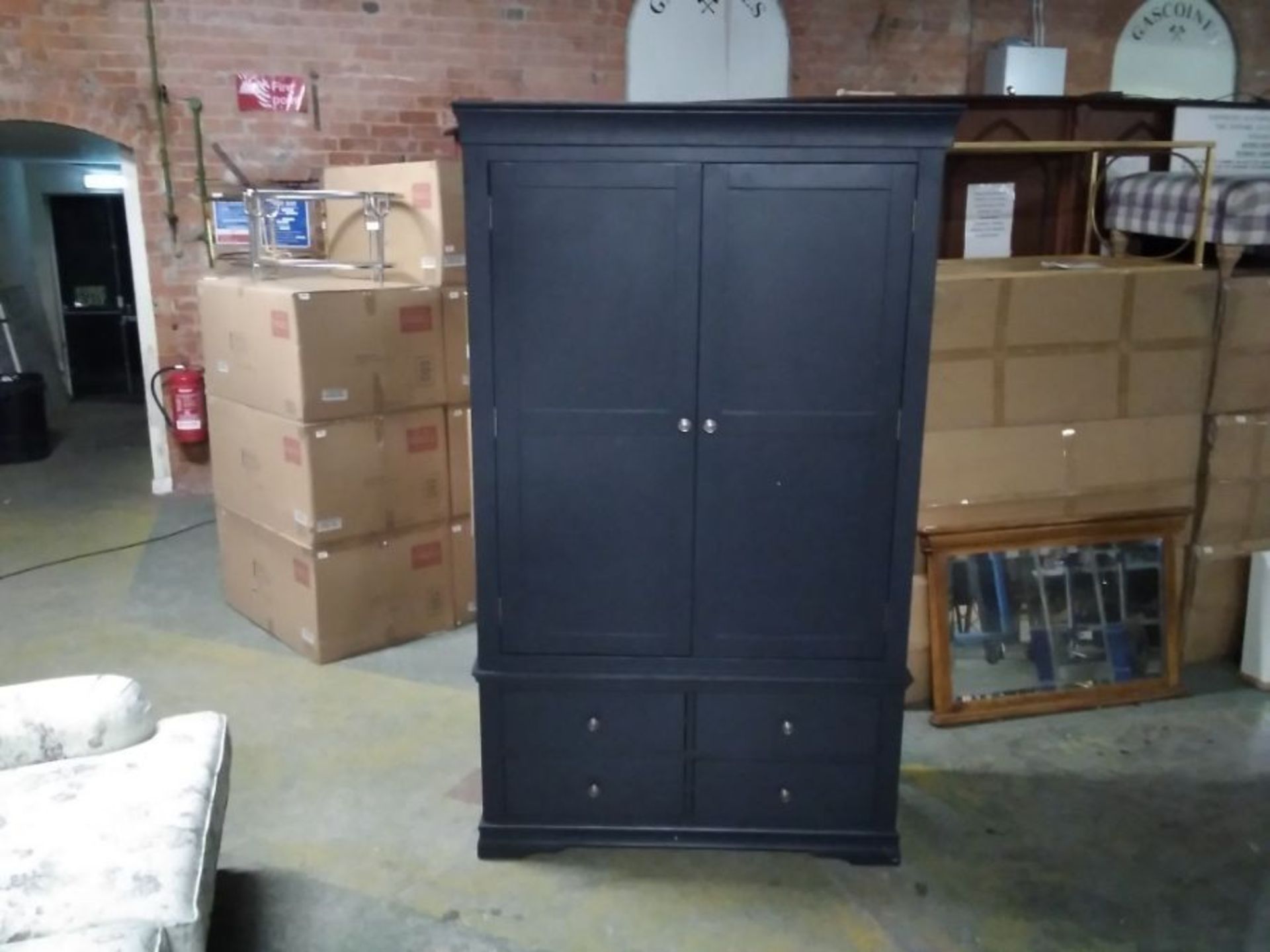 FLORENCE BLUE PAINTED DOUBLE WARDROBE (DAMAGED)