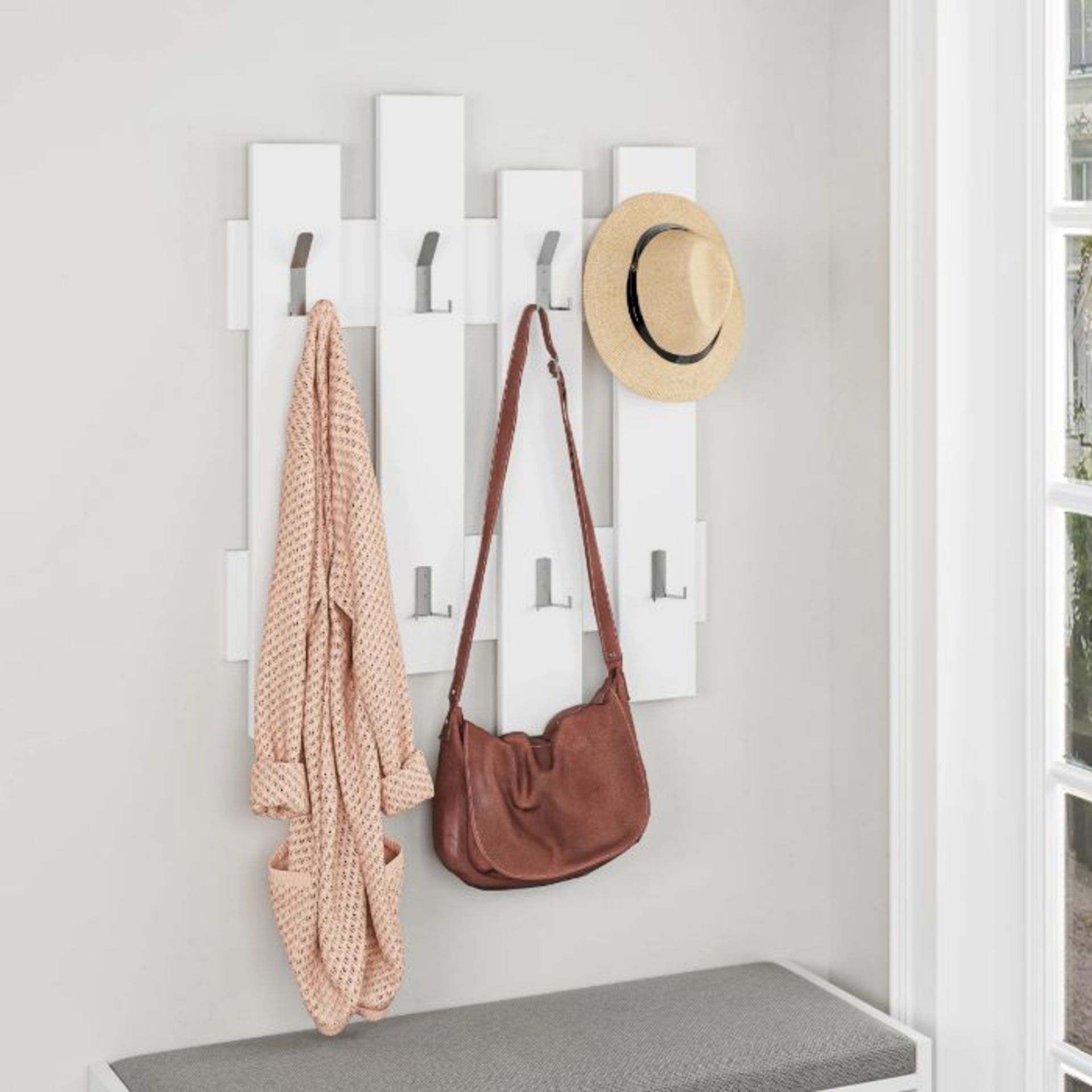 Zipcode Design,Lydia Wave Wall Mounted Coat Rack (81cm H x 64cm W x 4cm D) (WHITE) RRP -£39.99 (2703 - Image 2 of 2