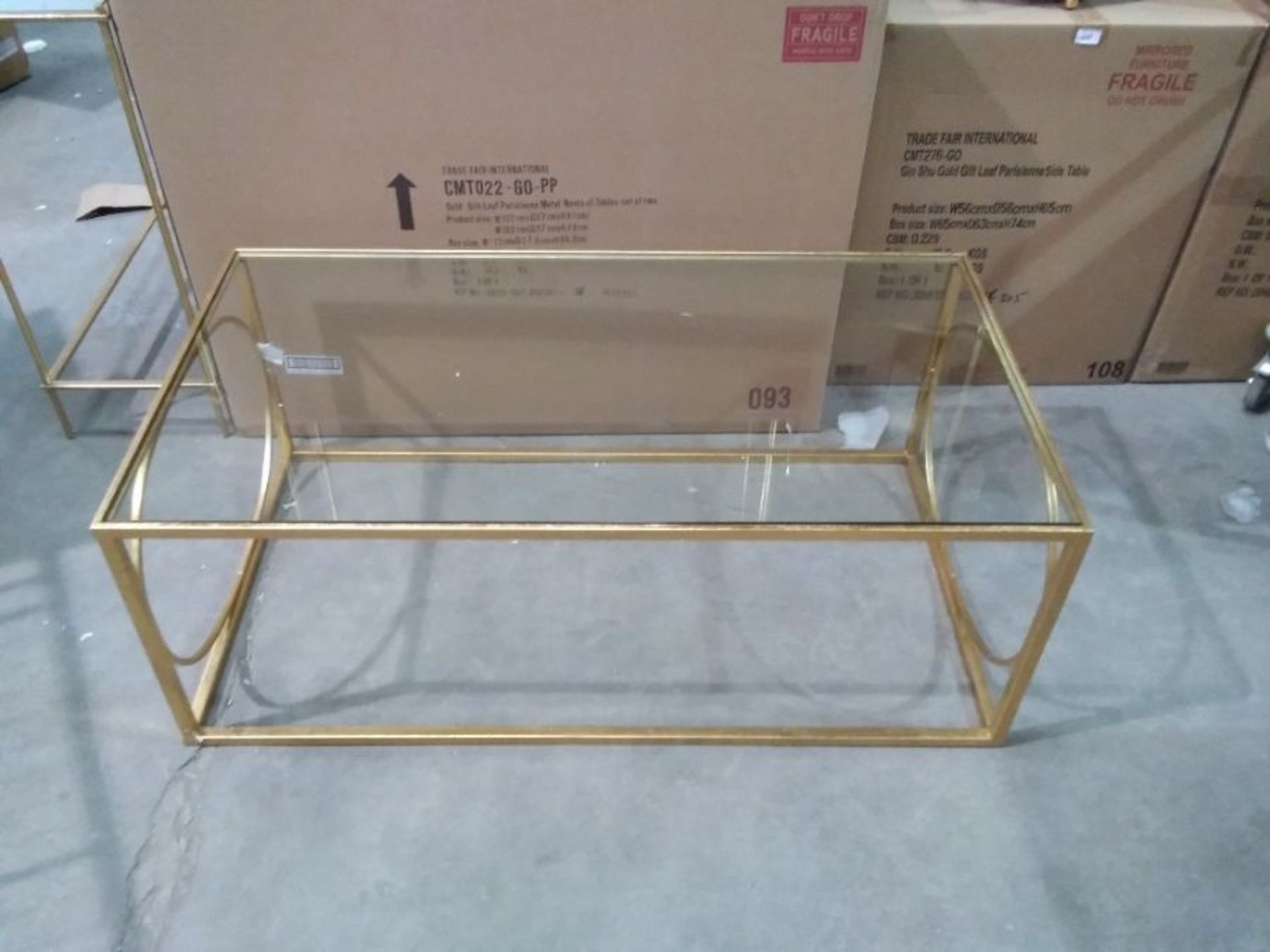 PARISIENNE GOLD GILT LEAF COFFEE TABLE (BOXED, RETURN, NOT CHECKED)