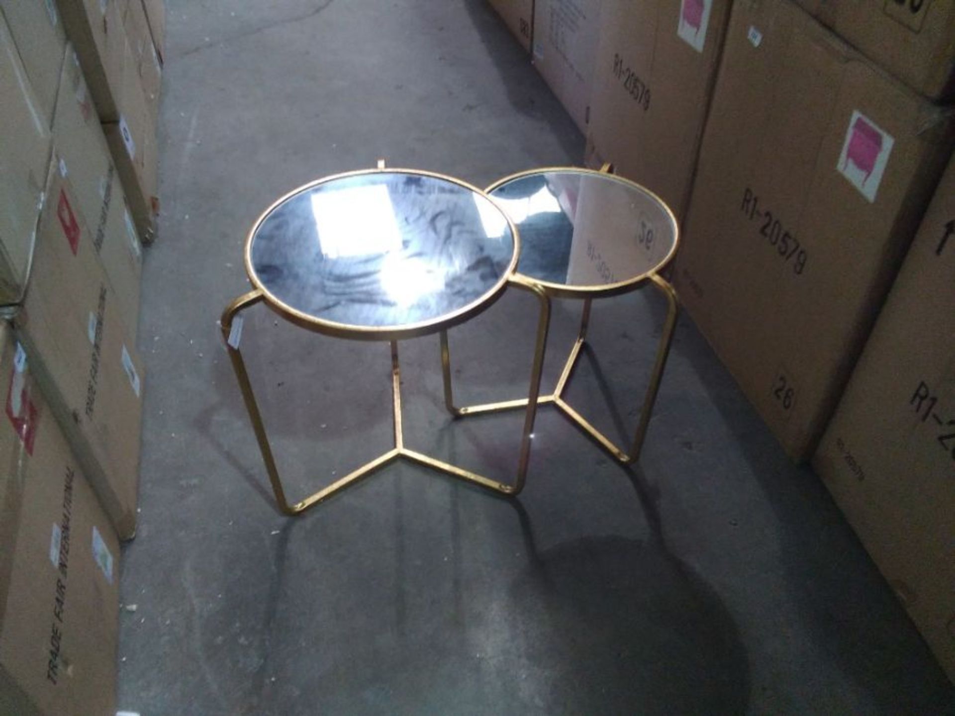 PARISIENNE GOLD GILT LEAF NEST OF 2 TABLES (BOXED,