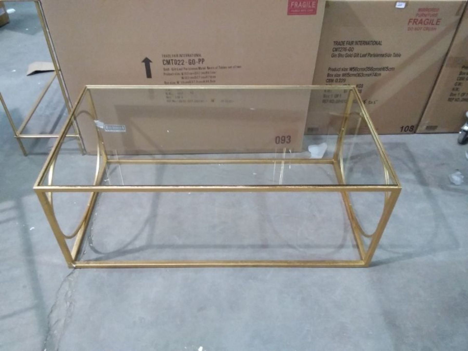PARISIENNE GOLD GILT LEAF COFFEE TABLE (BOXED, RETURN, NOT CHECKED)